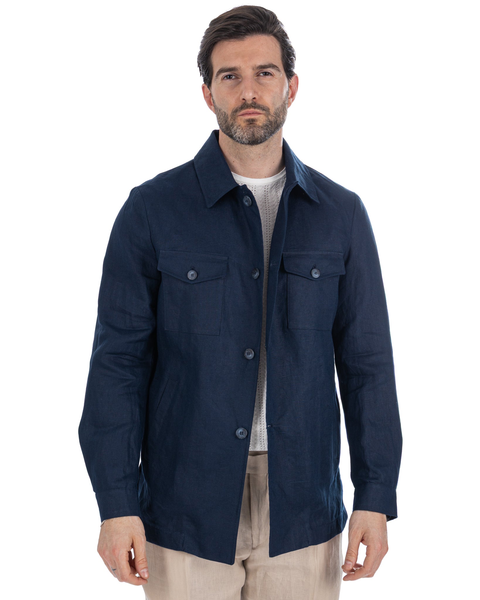Offida - veste en pur lin bleu