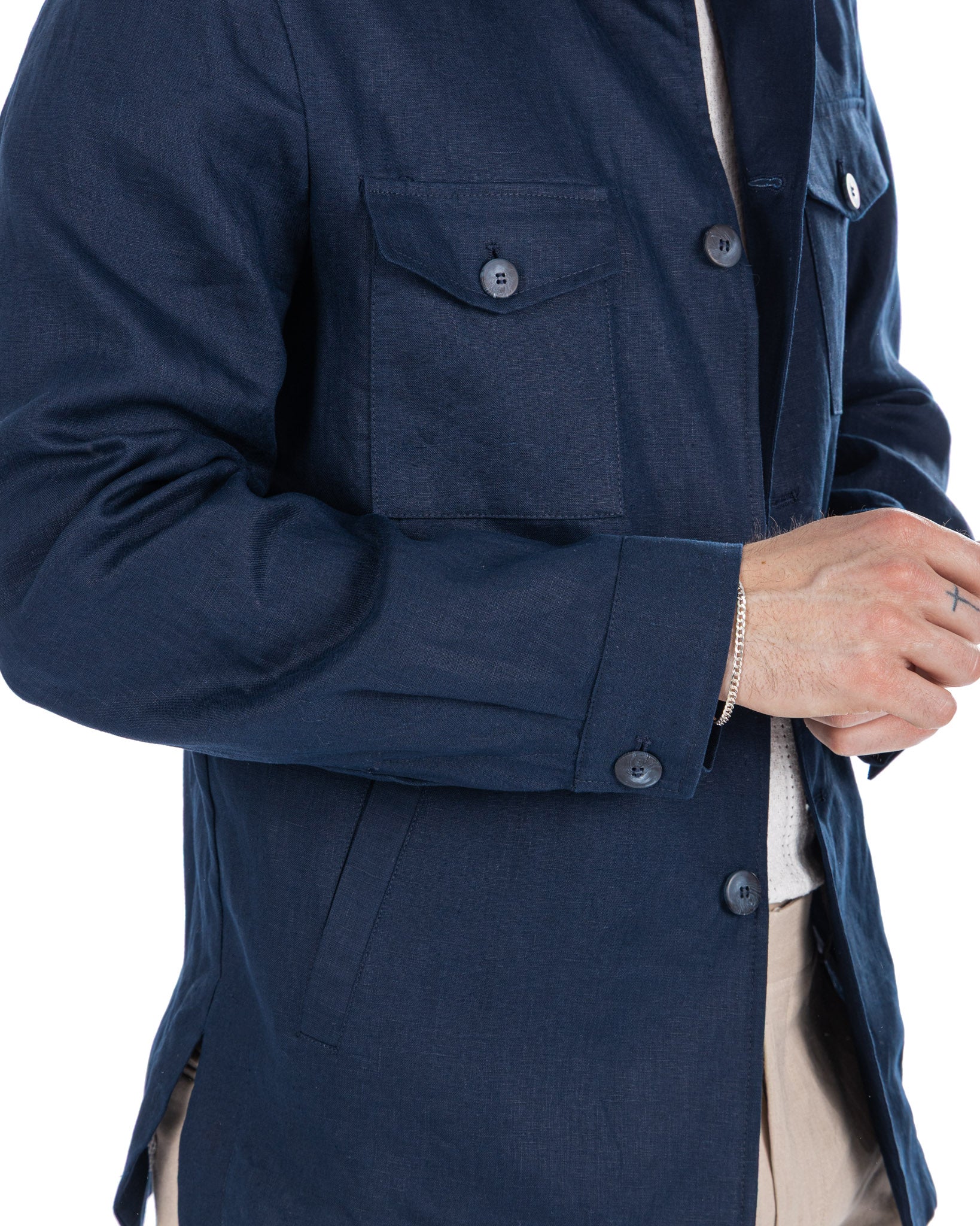 Offida - veste en pur lin bleu
