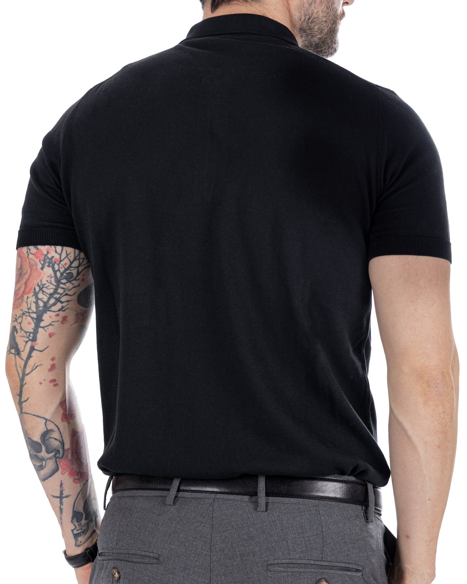 Sebastian - black knitted polo with zip