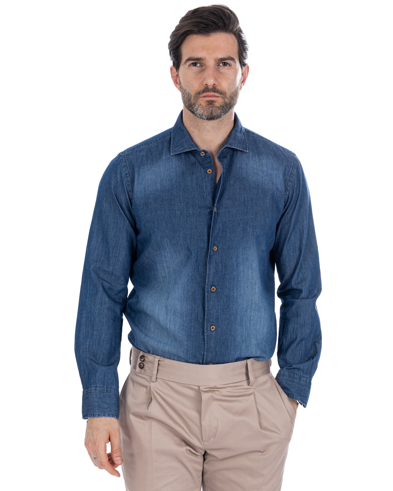 Mark - camicia jeans lavaggio scuro