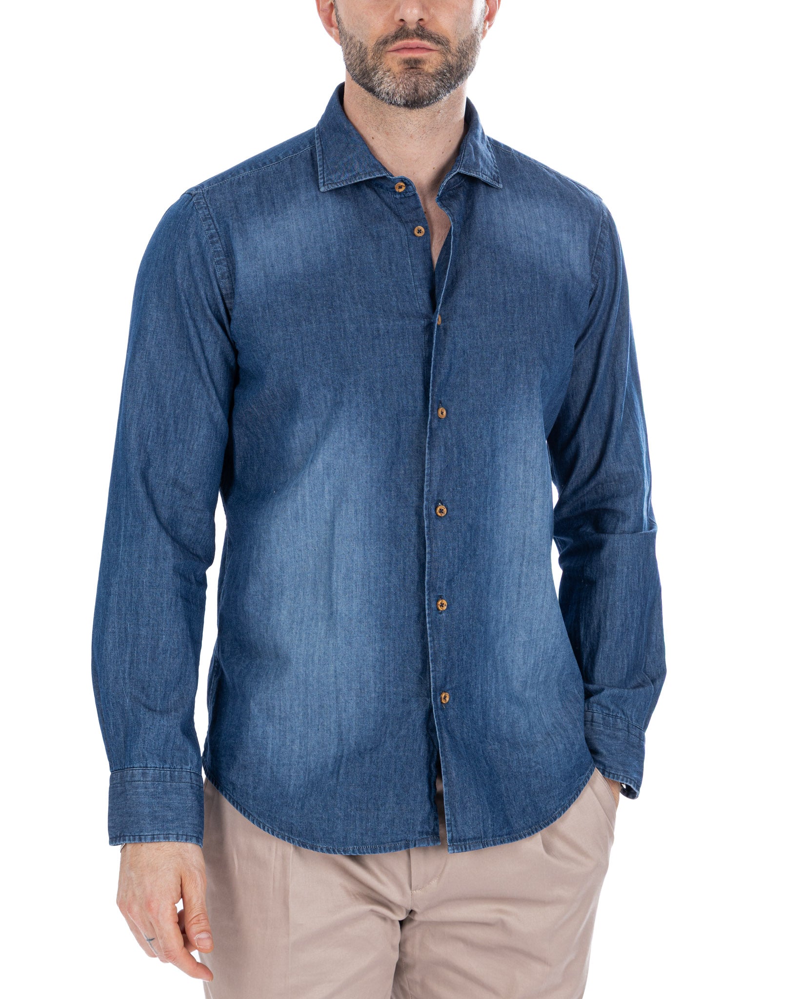 Mark - camicia jeans lavaggio scuro