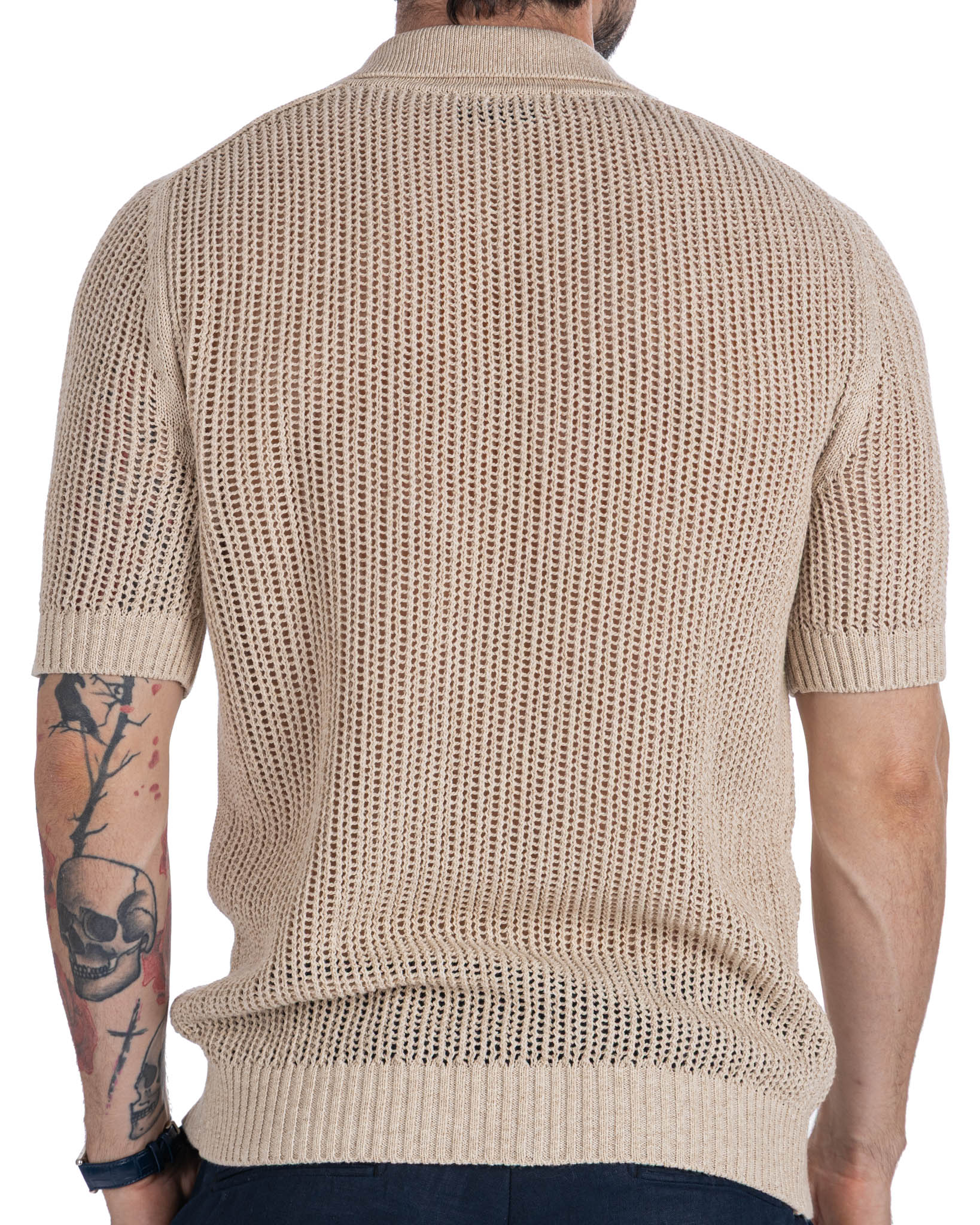 Culebrita - camicia traforata beige