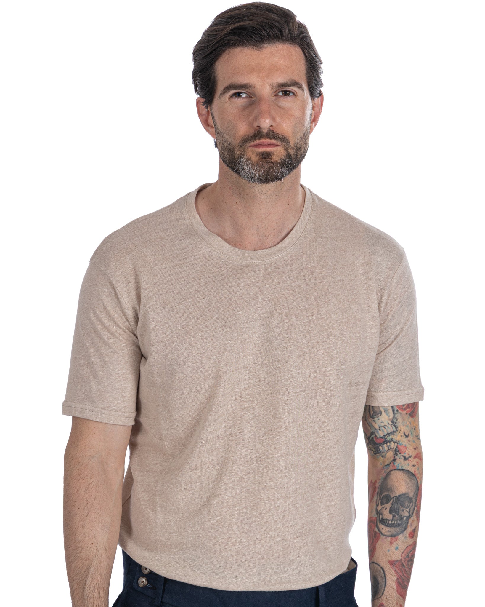 Felix - t-shirt in lino beige