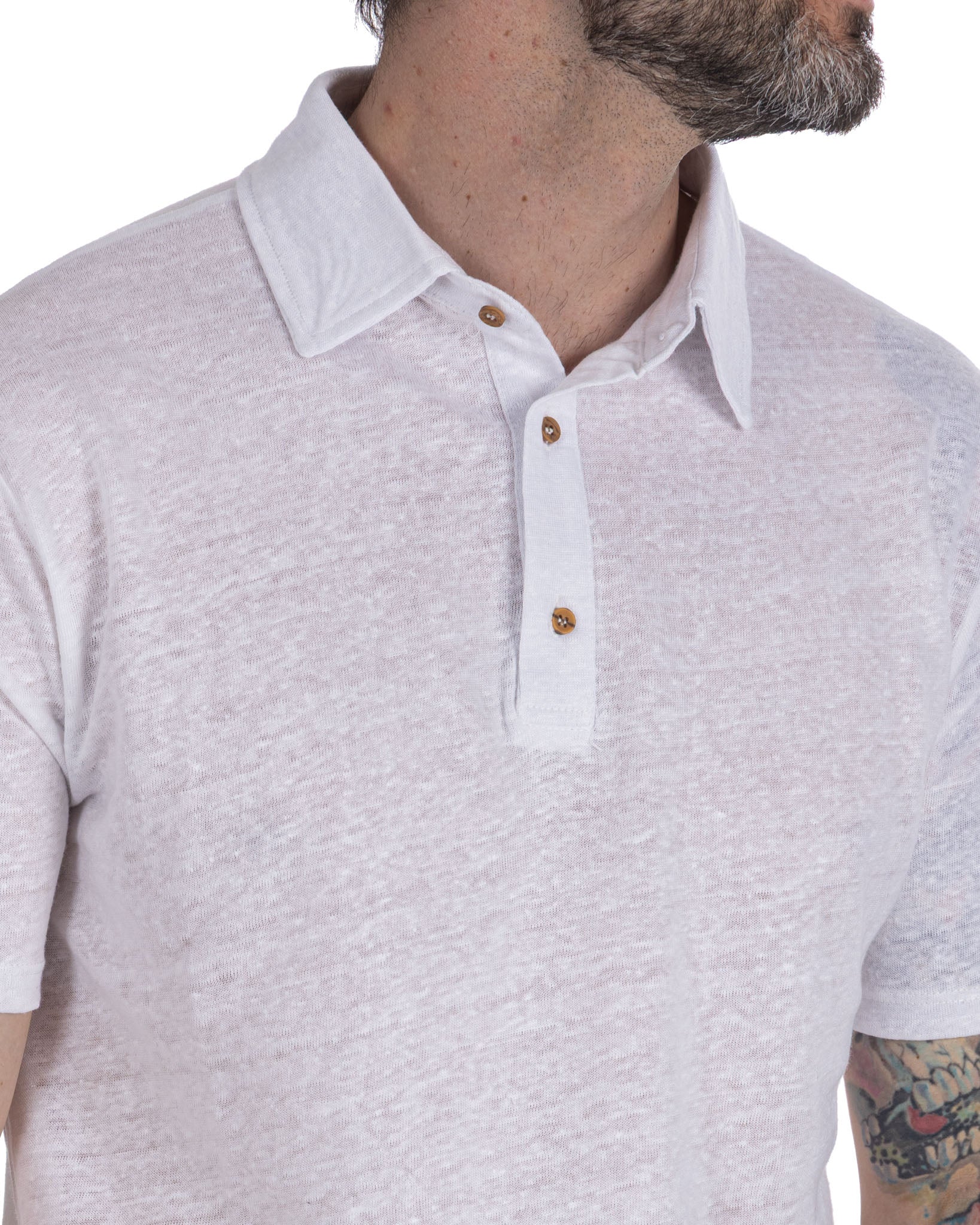 Marcos - polo in maglia in lino bianco