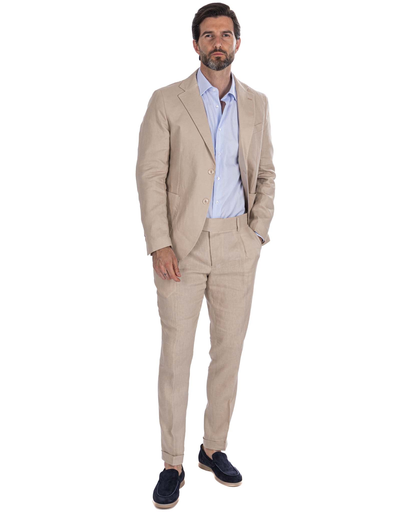 Narni - pure linen string single-breasted jacket