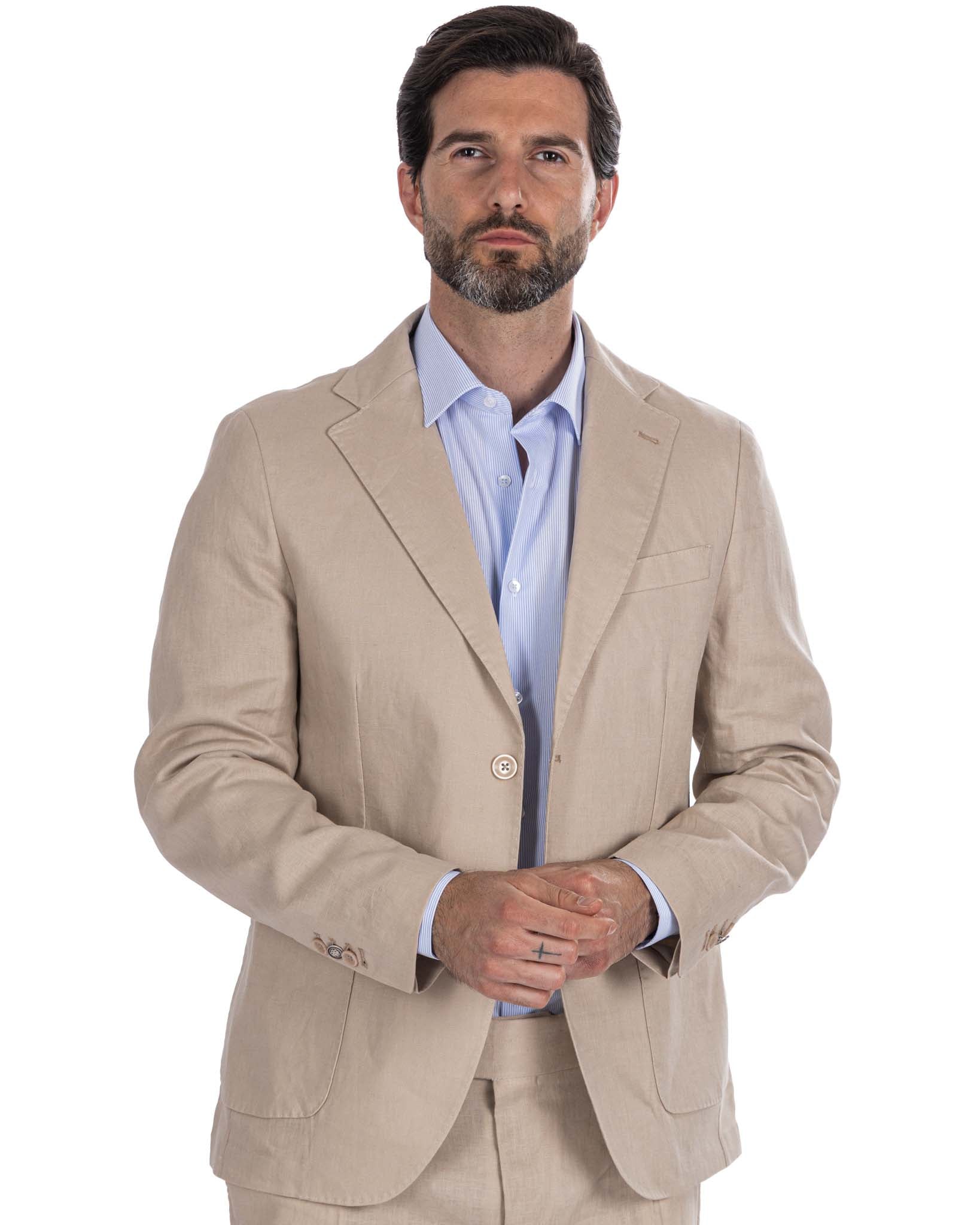Narni - pure linen string single-breasted jacket