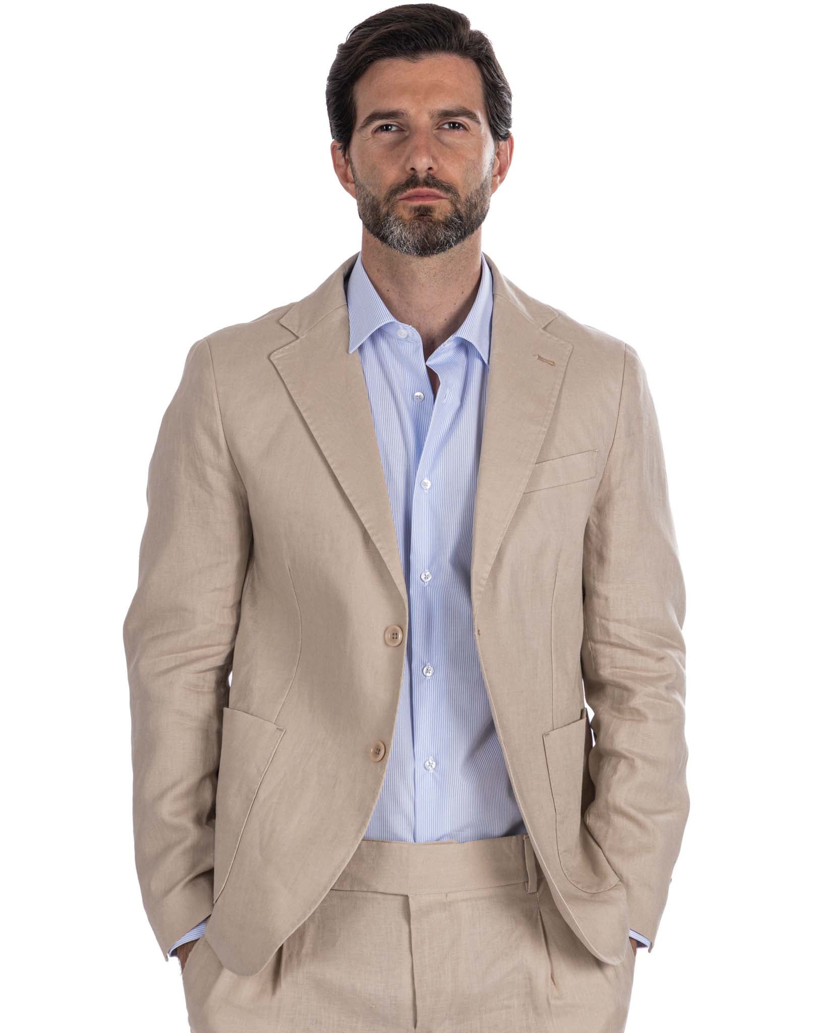 Narni - pure linen string single-breasted jacket
