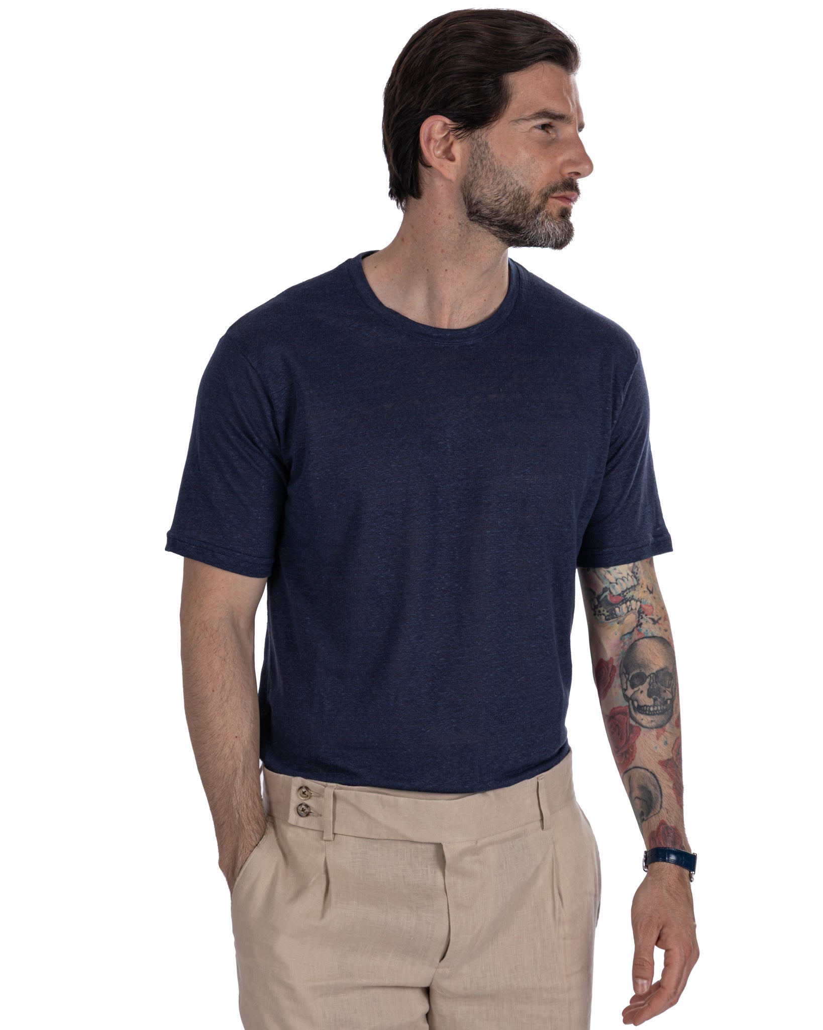 Felix - t-shirt oversize in lino blu