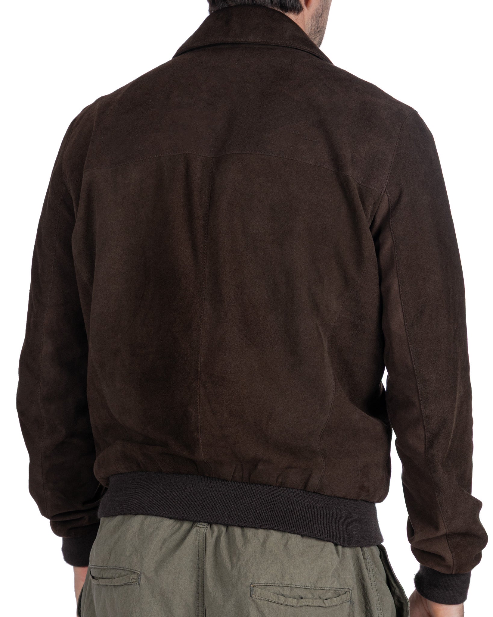 Giacca con zip scamosciata moro