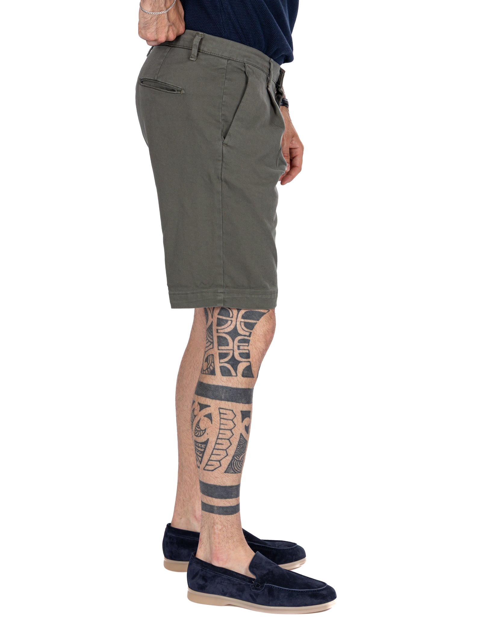Easton - Bermuda militaire taille haute avec plis