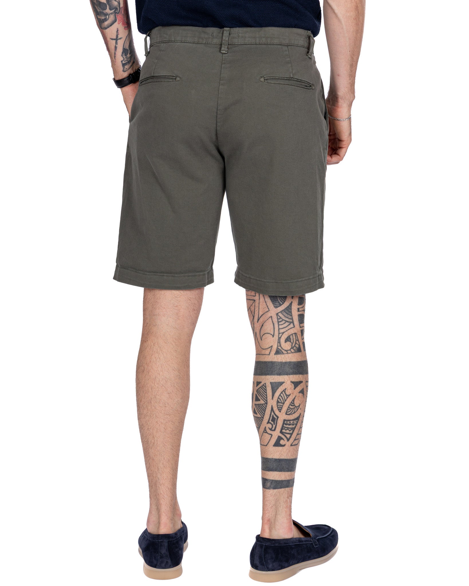 Easton - Bermuda militaire taille haute avec plis