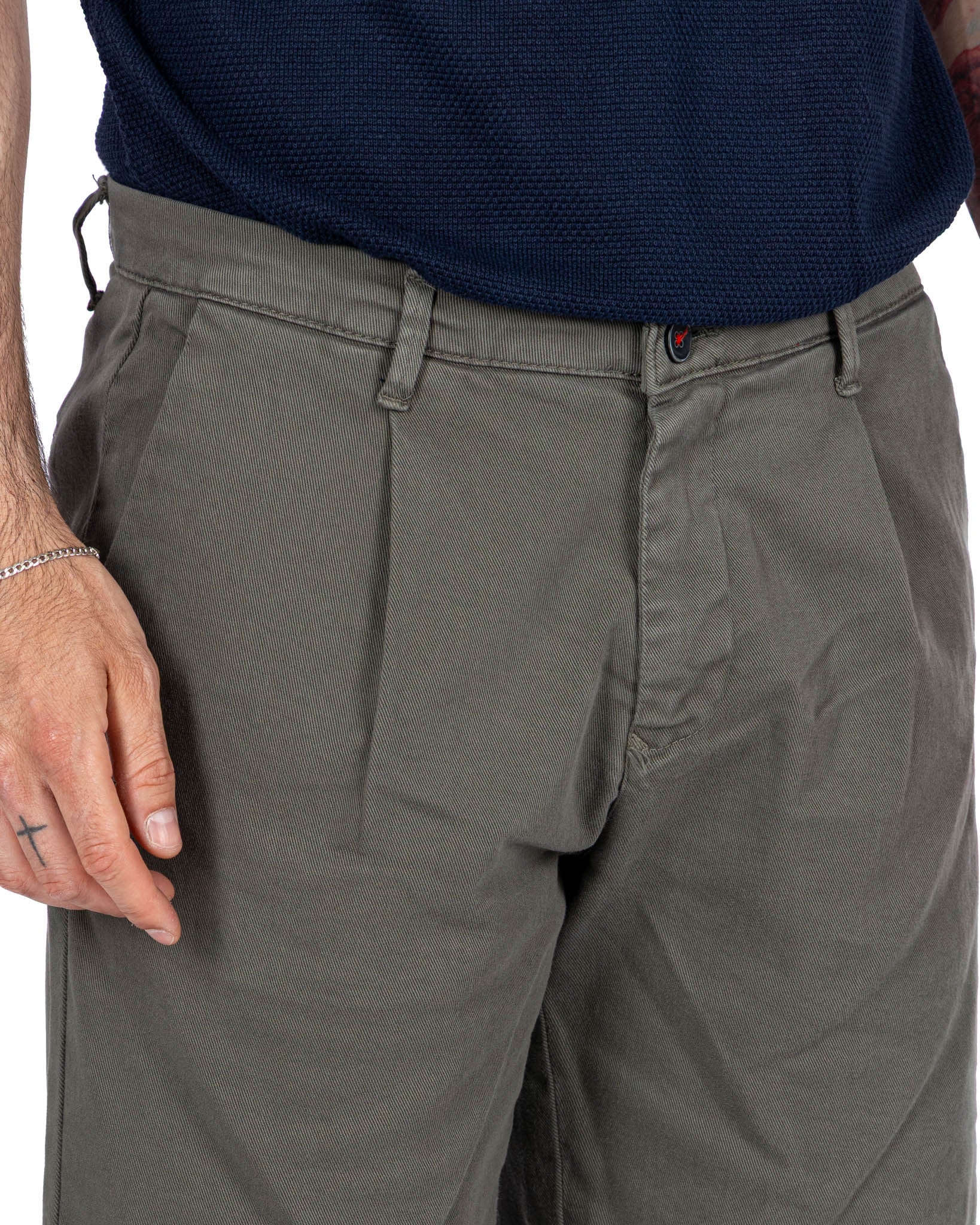 Easton - Bermuda militaire taille haute avec plis