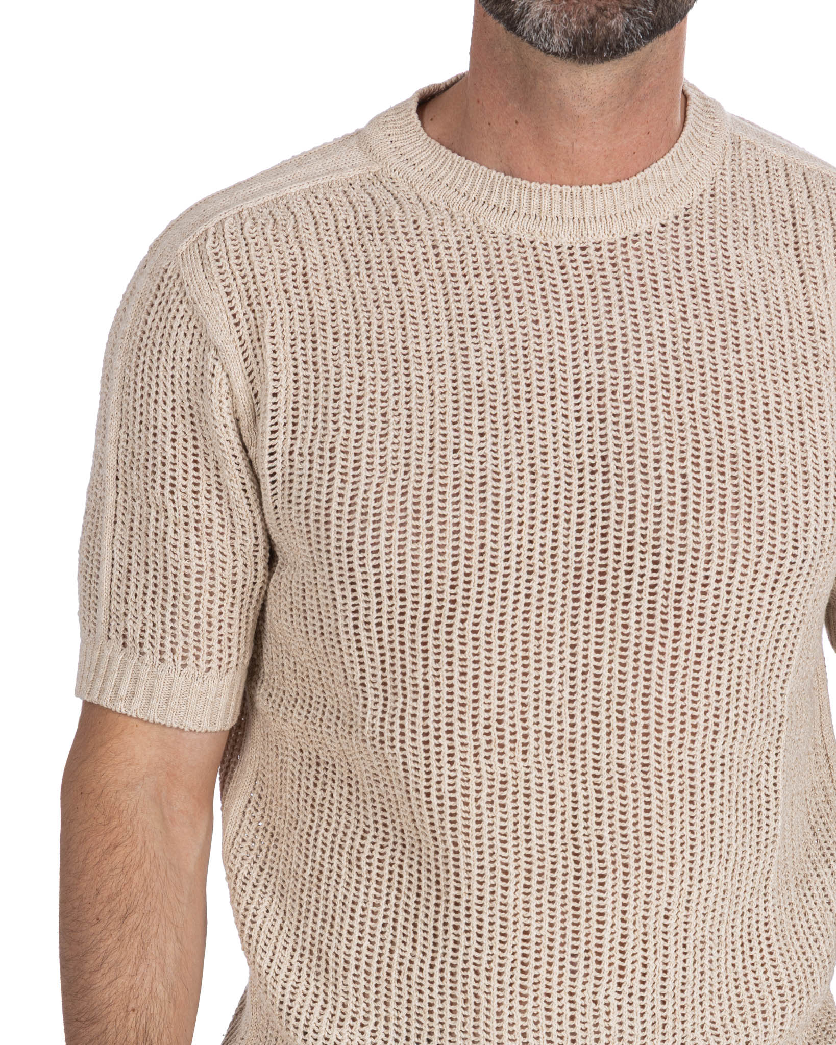 Grigor - beige perforated oversized t-shirt