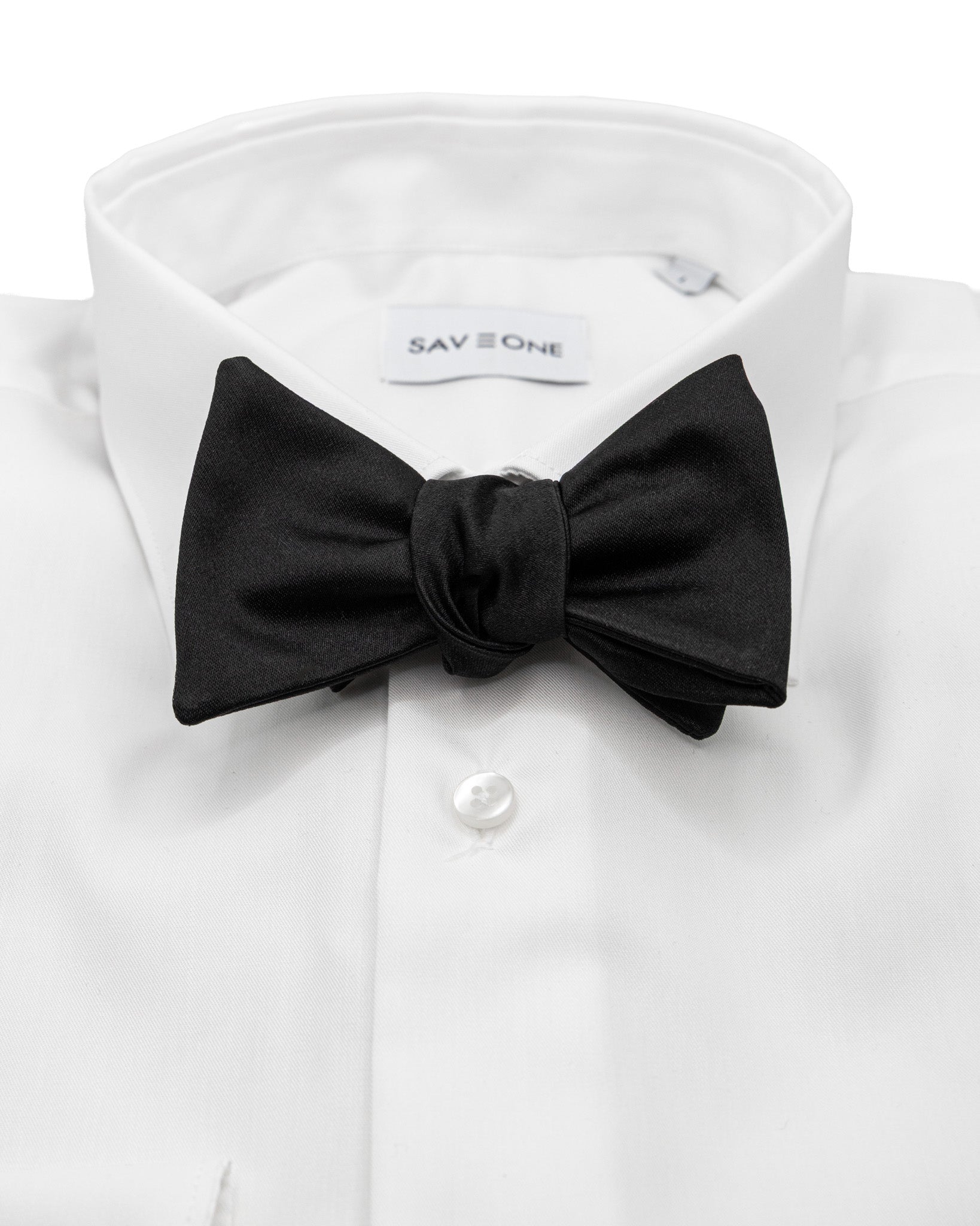 Loose black silk bow tie
