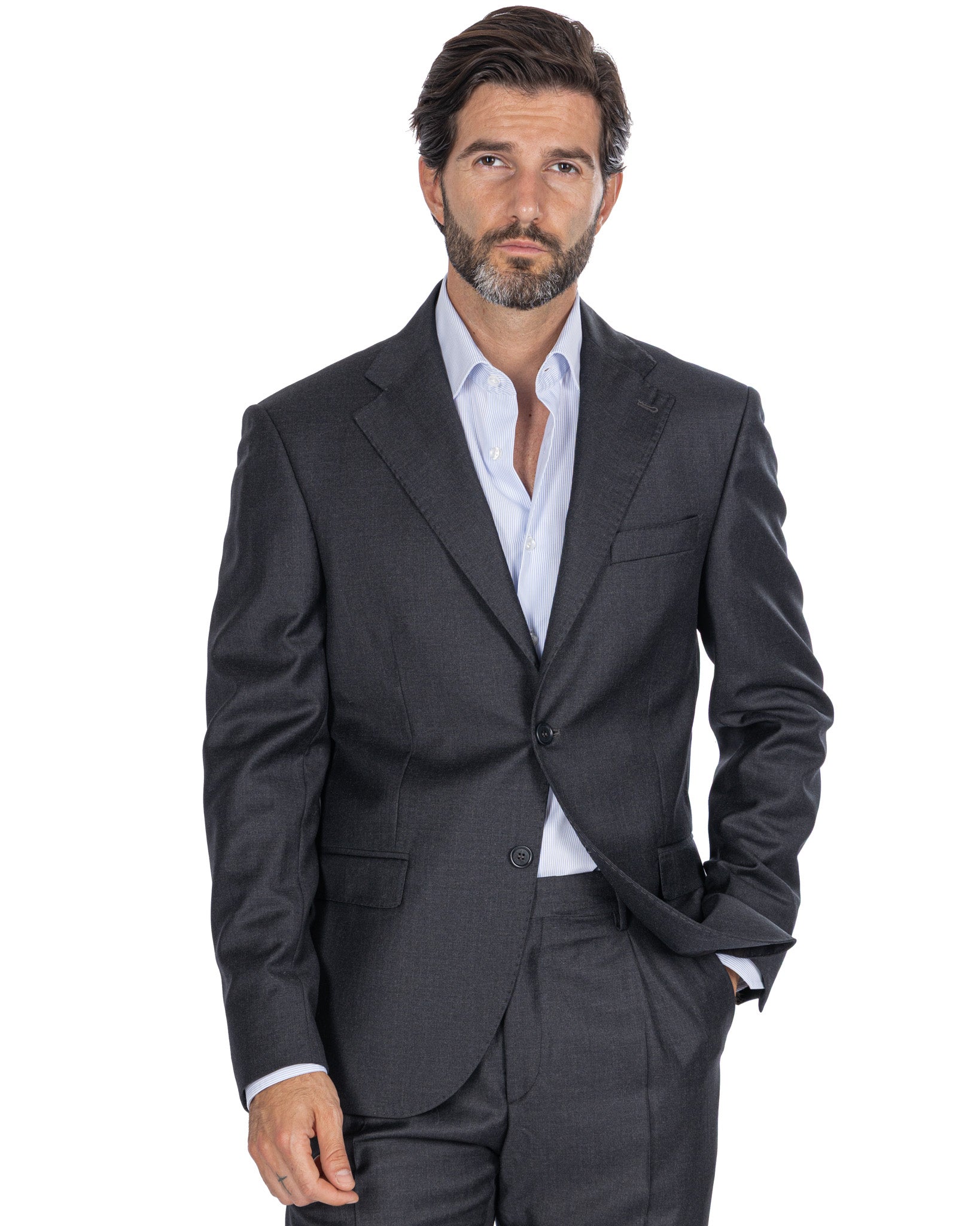 Veste Canonico en laine anthracite du New Jersey