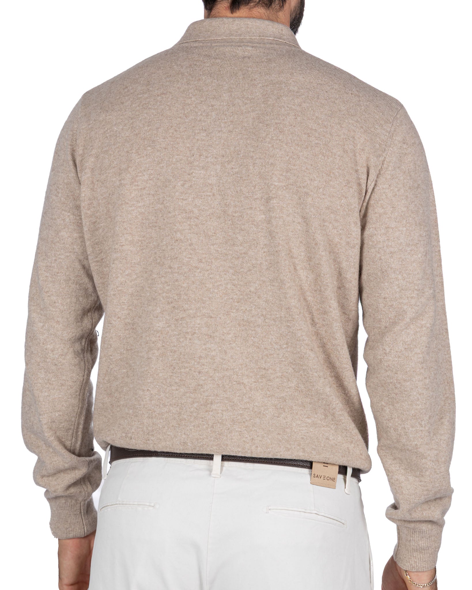 Beige Tiger Cashmere Blend Polo