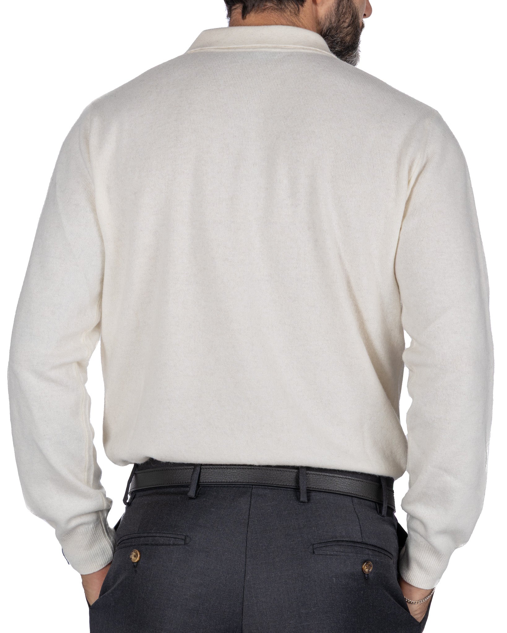 Tiger Polo in cream cashmere blend