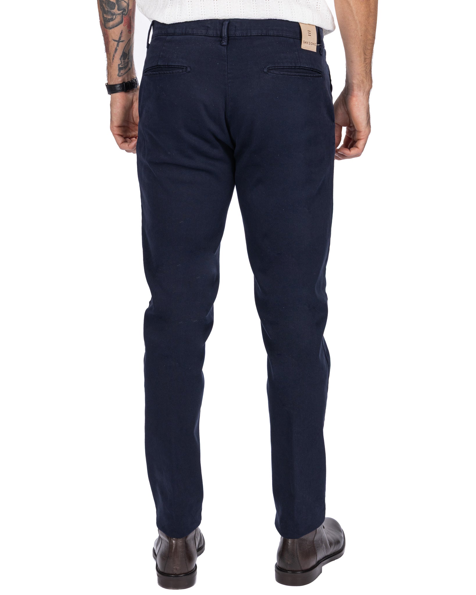 Jack trousers in blue textured cotton