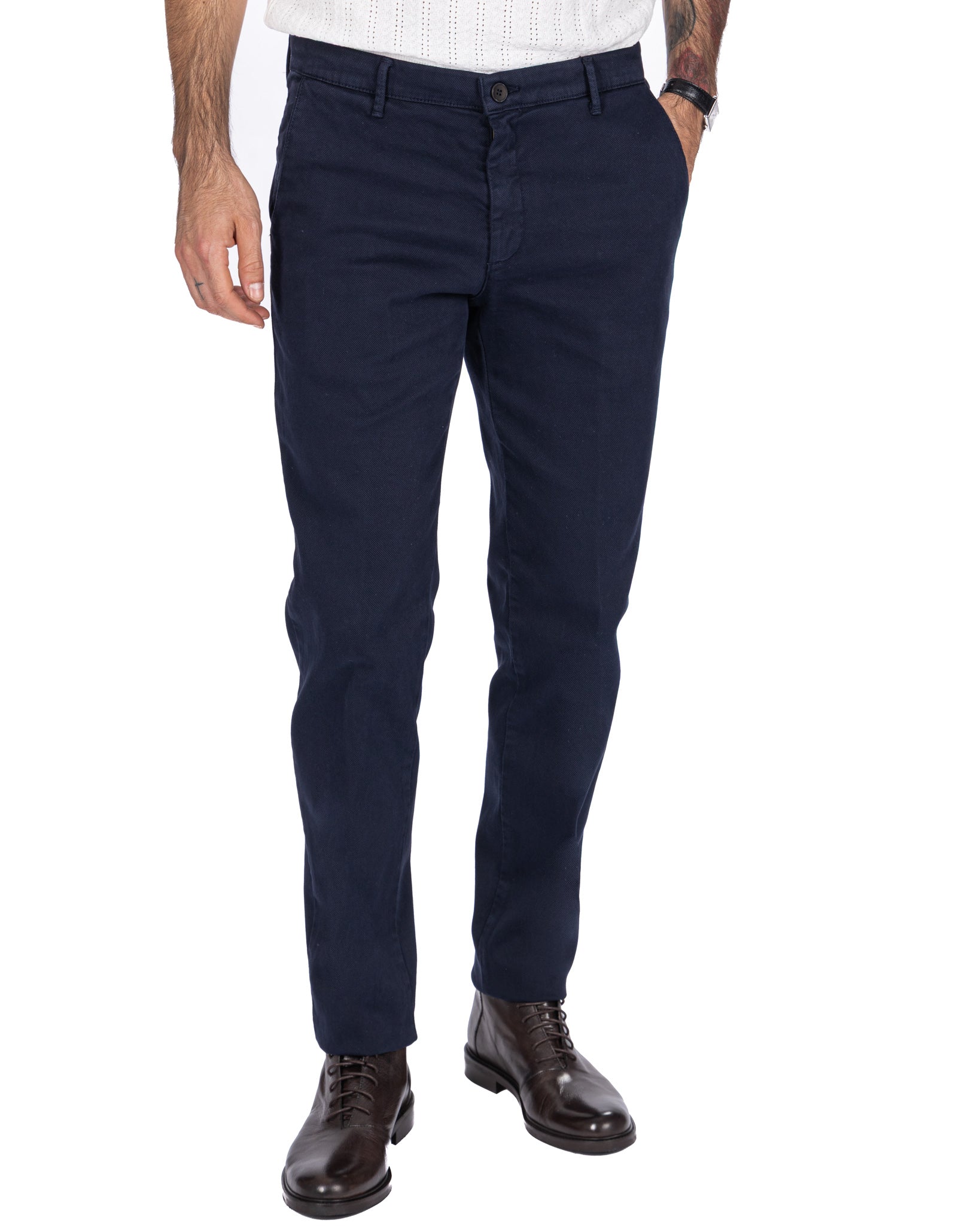 Jack trousers in blue textured cotton