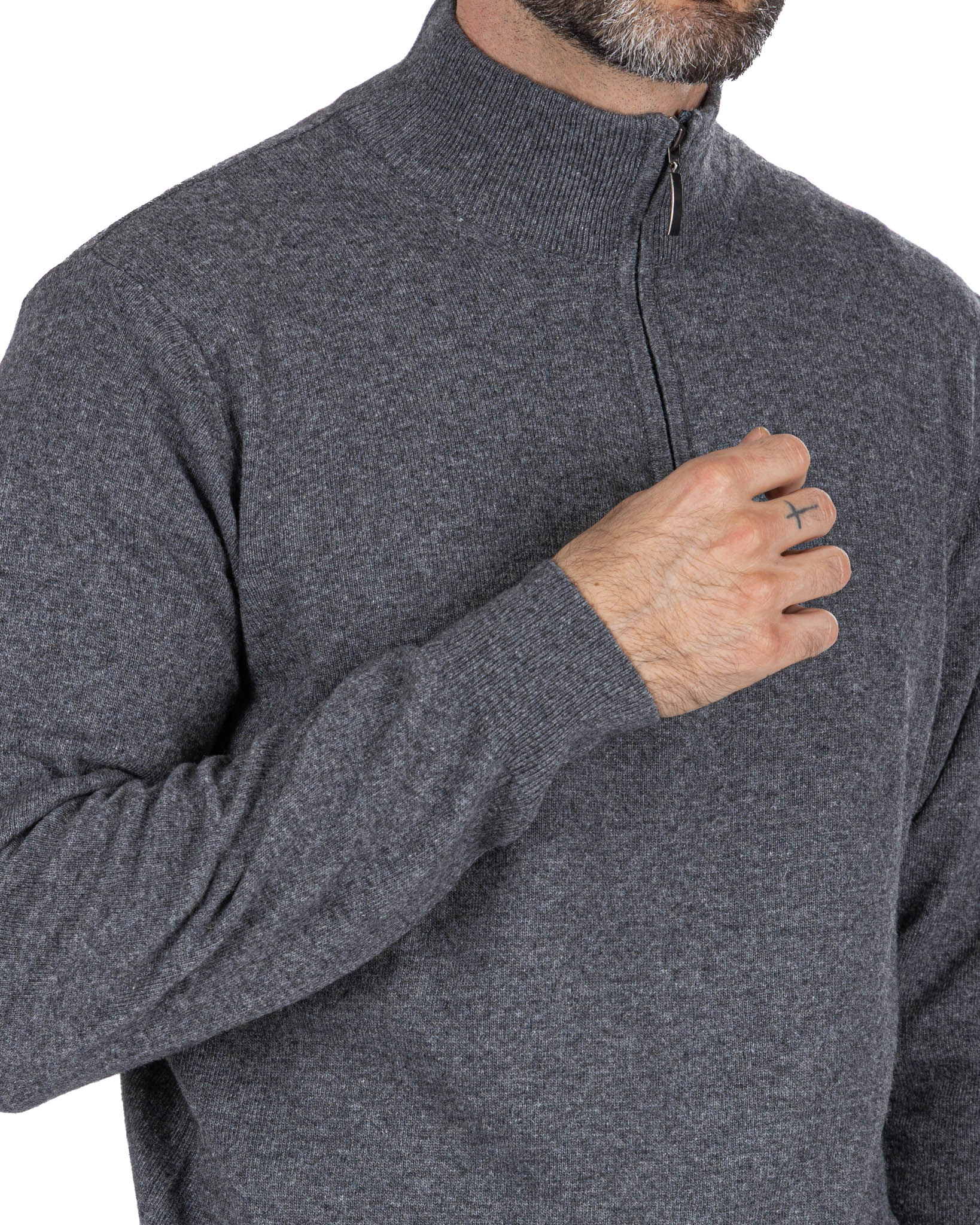 Col roulé zippé Rory en mélange de cachemire anthracite