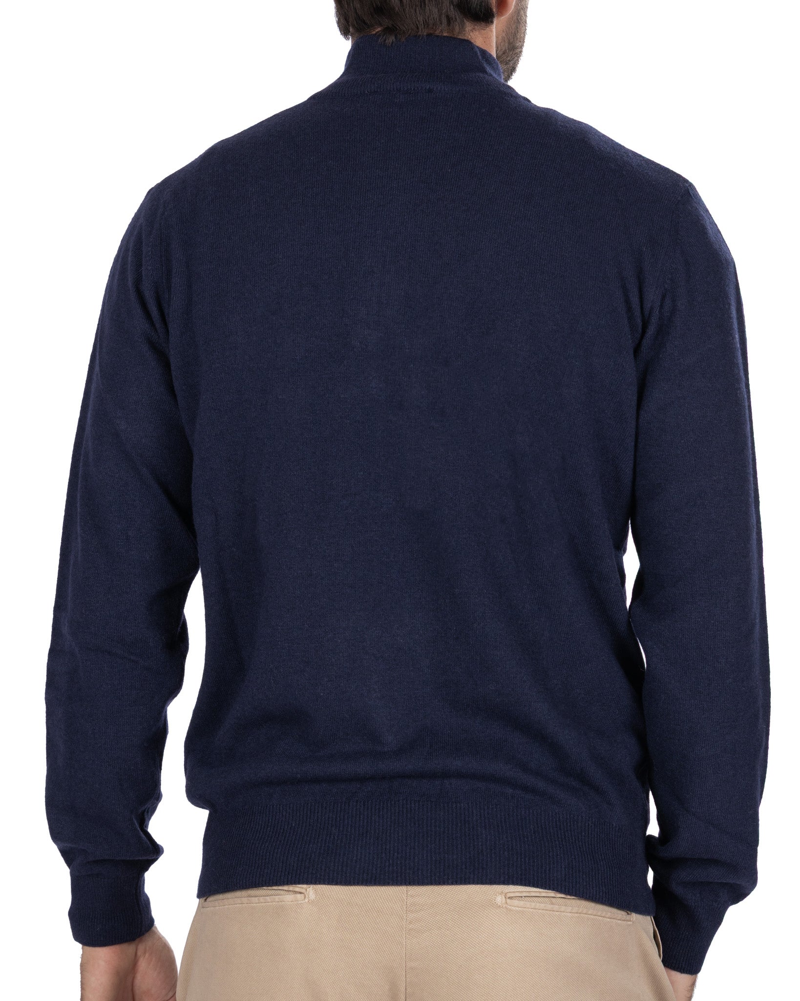 Rory zip-up turtleneck sweater in blue cashmere blend