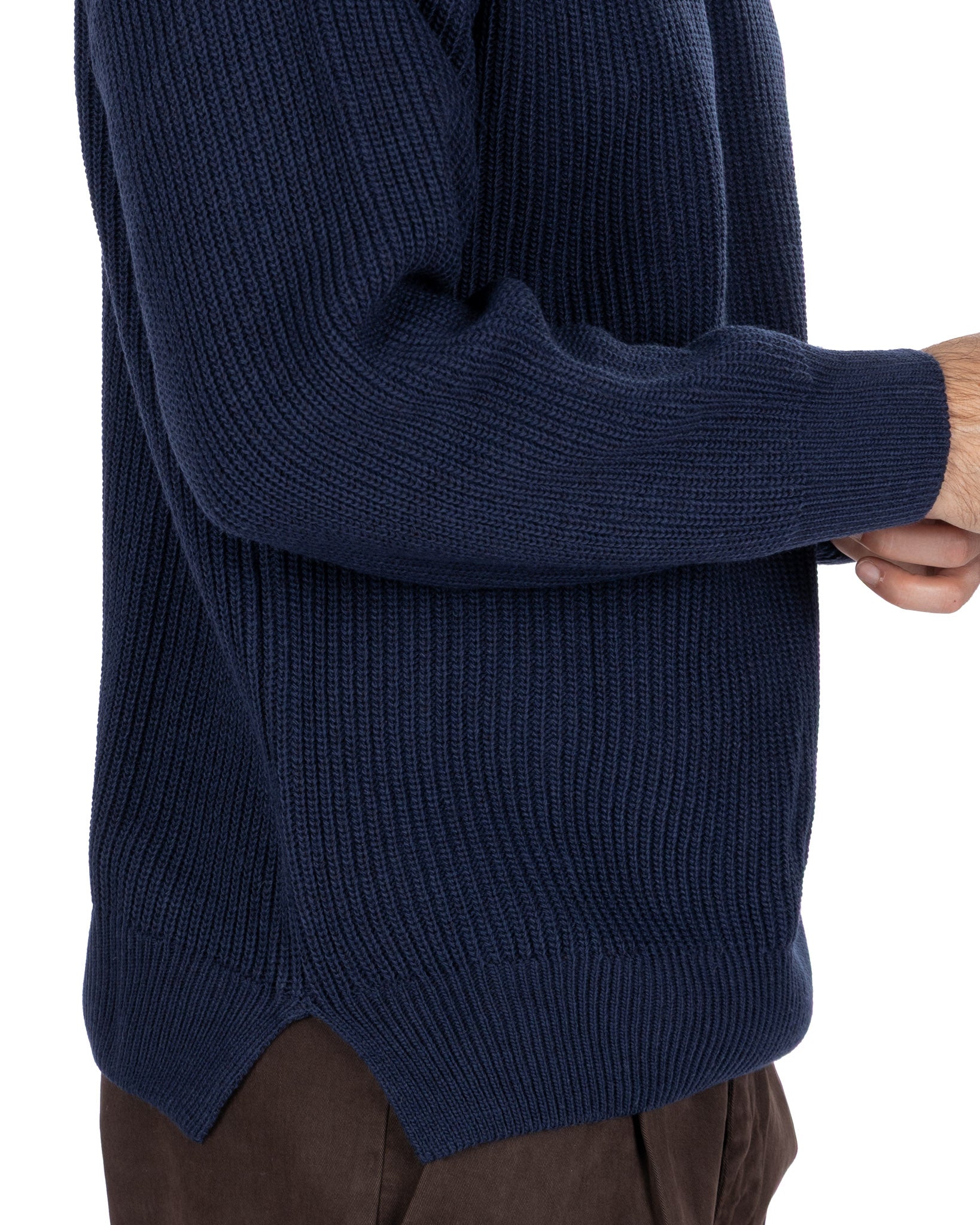 Pull ras du cou côtelé bleu Sven