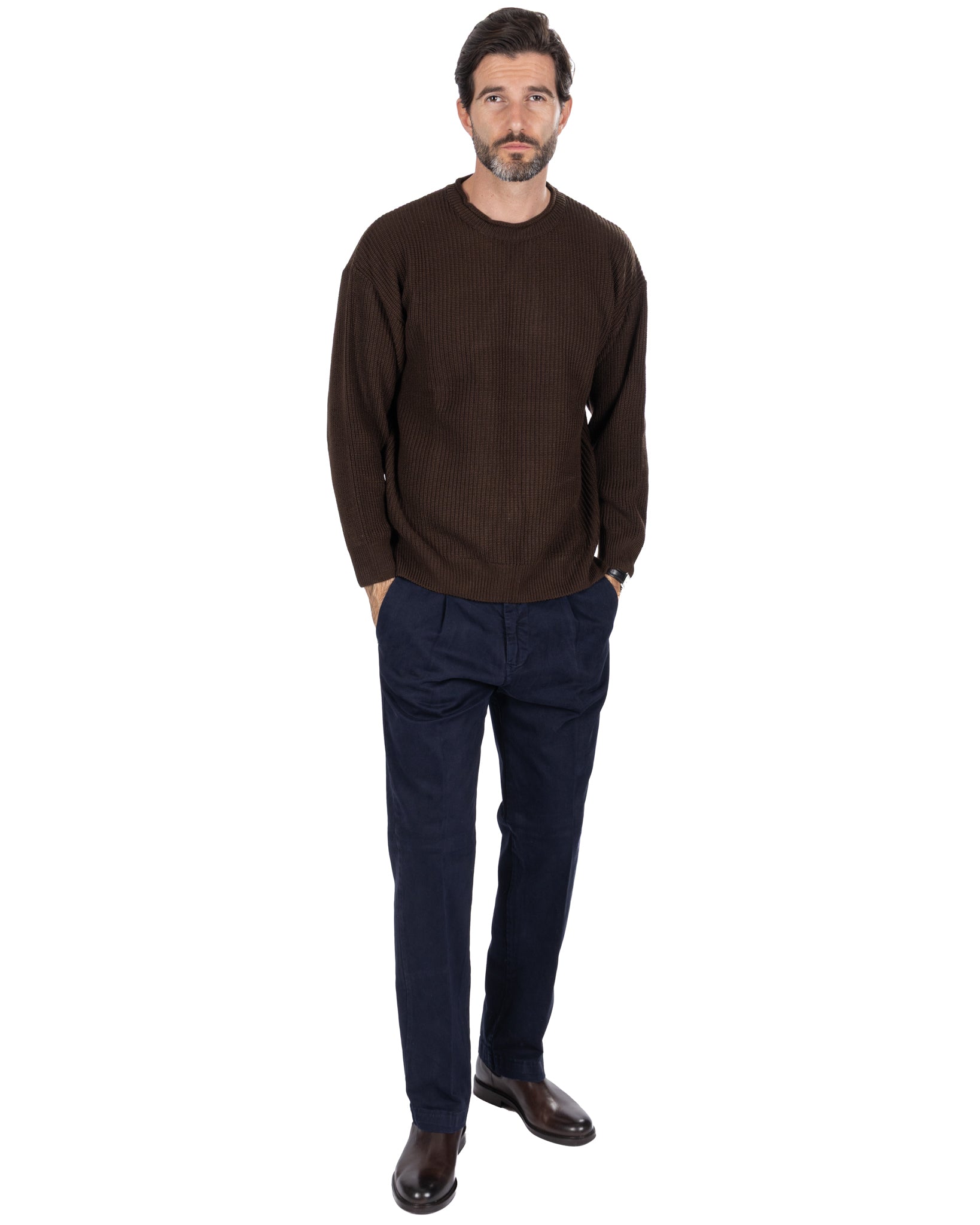 Sven Ribbed Crewneck Dark Brown