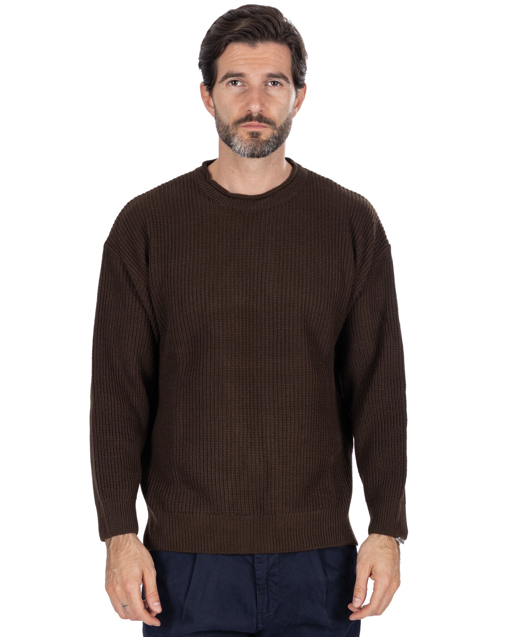 Sven Ribbed Crewneck Dark Brown