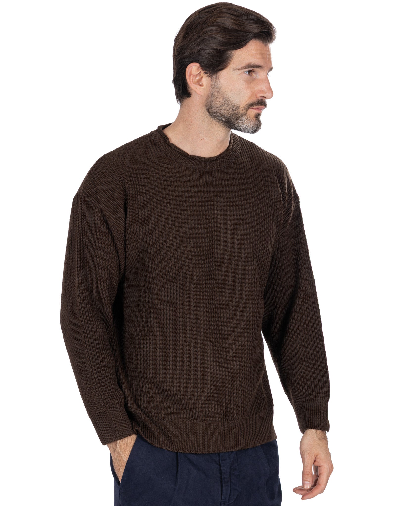 Sven Ribbed Crewneck Dark Brown