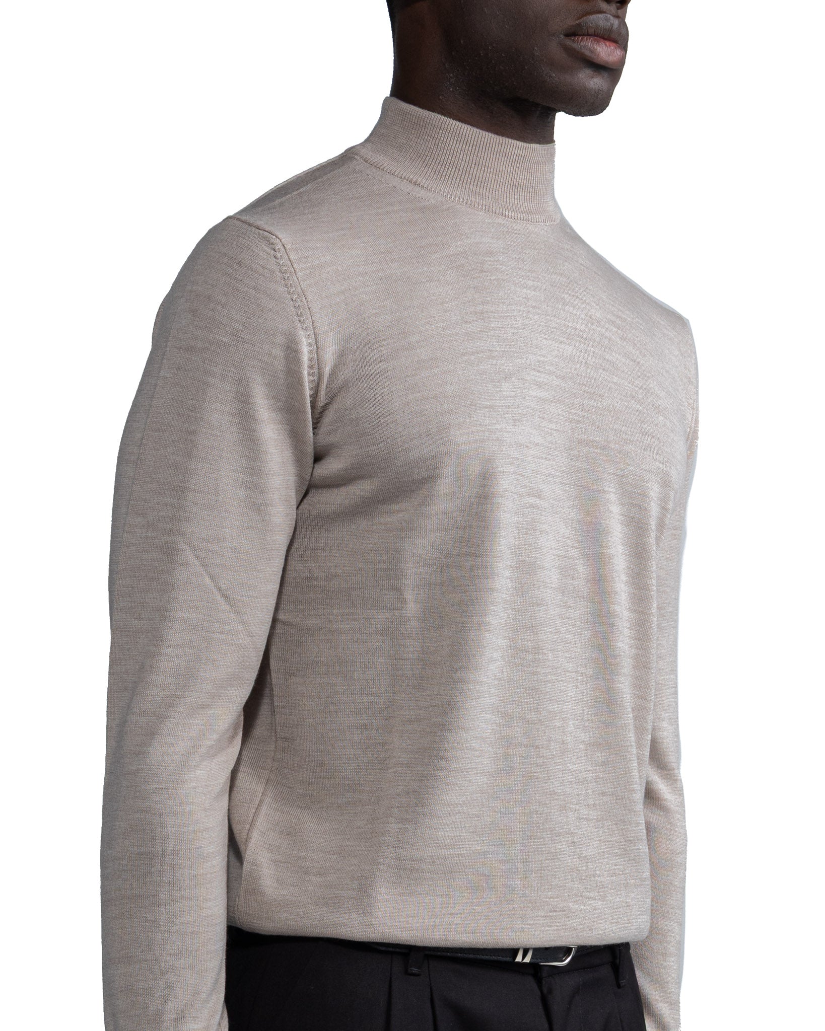 Lupetto Ancona in lana Tollegno sabbia