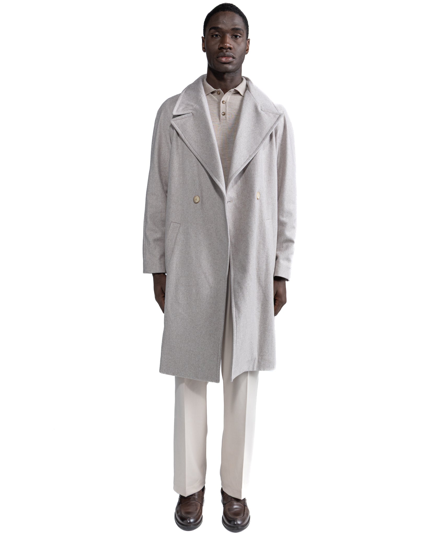 Manteau long Freud en flanelle beige