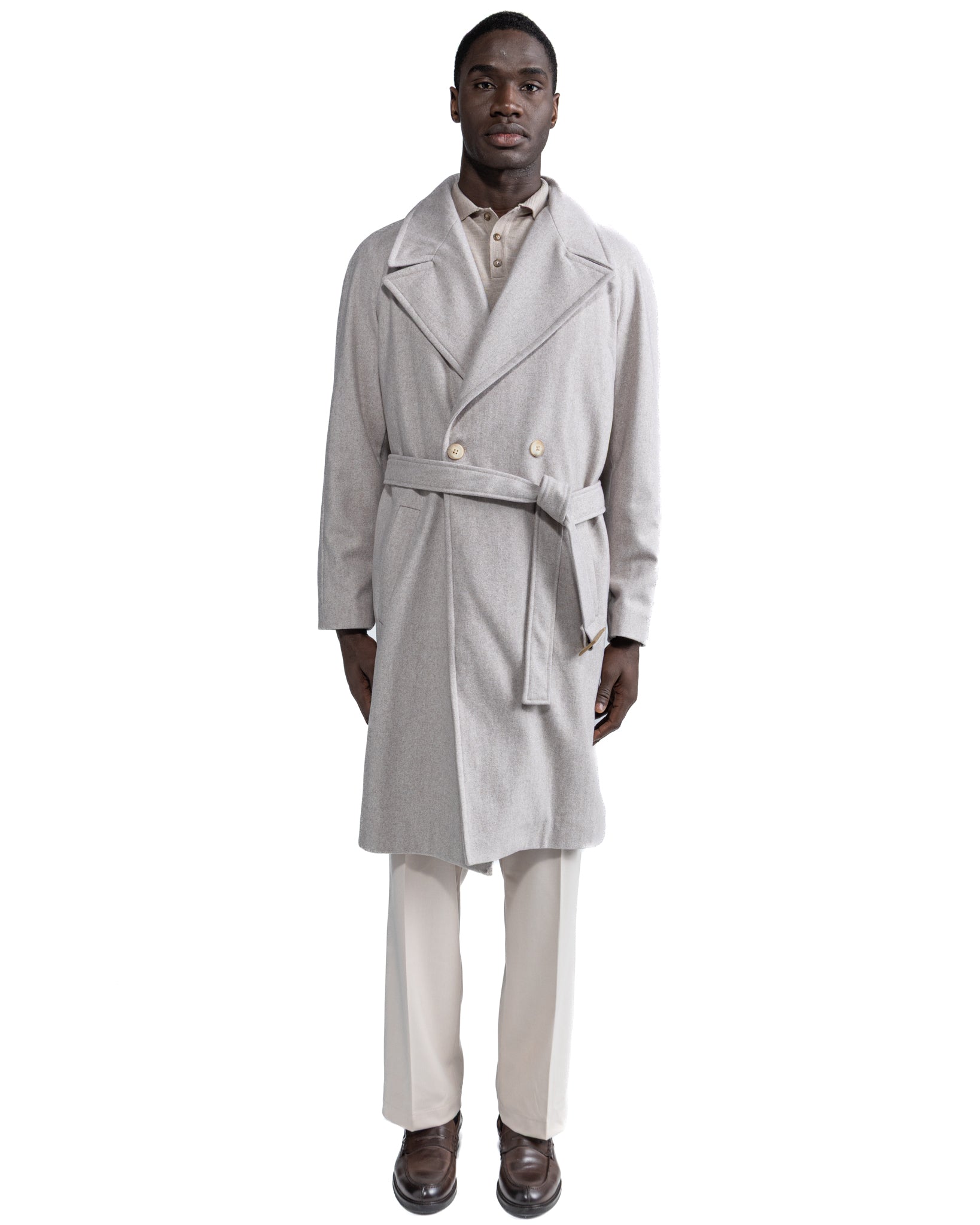 Manteau long Freud en flanelle beige