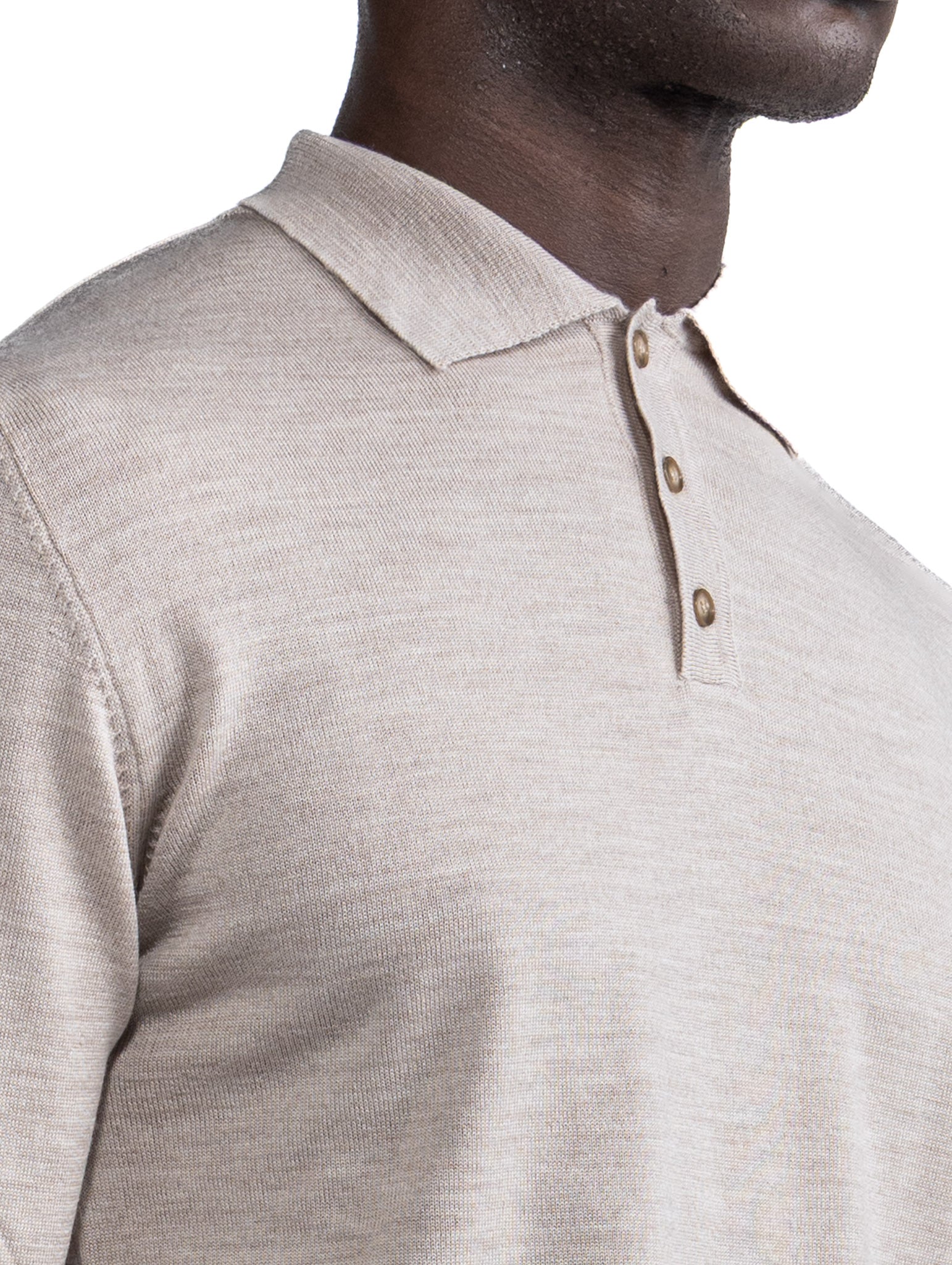 Polo Rovigo in Tollegno wool sand