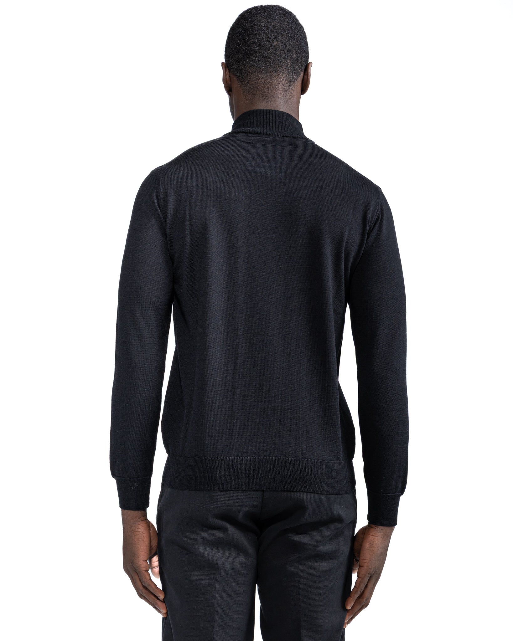 Ancona polo shirt in black Tollegno wool