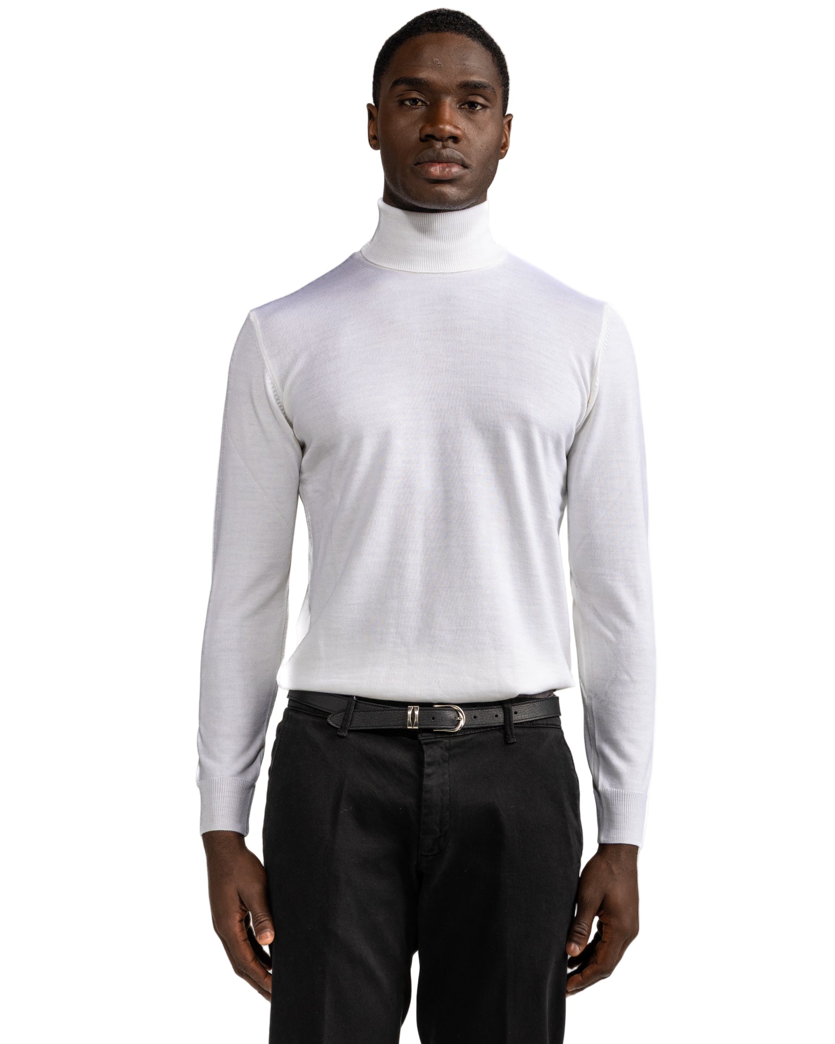 Vietri turtleneck in Tollegno cream wool