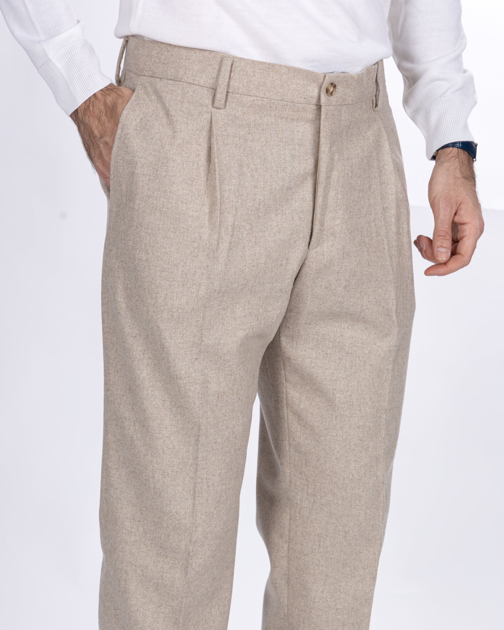 Pantalone Nikon in flanella beige