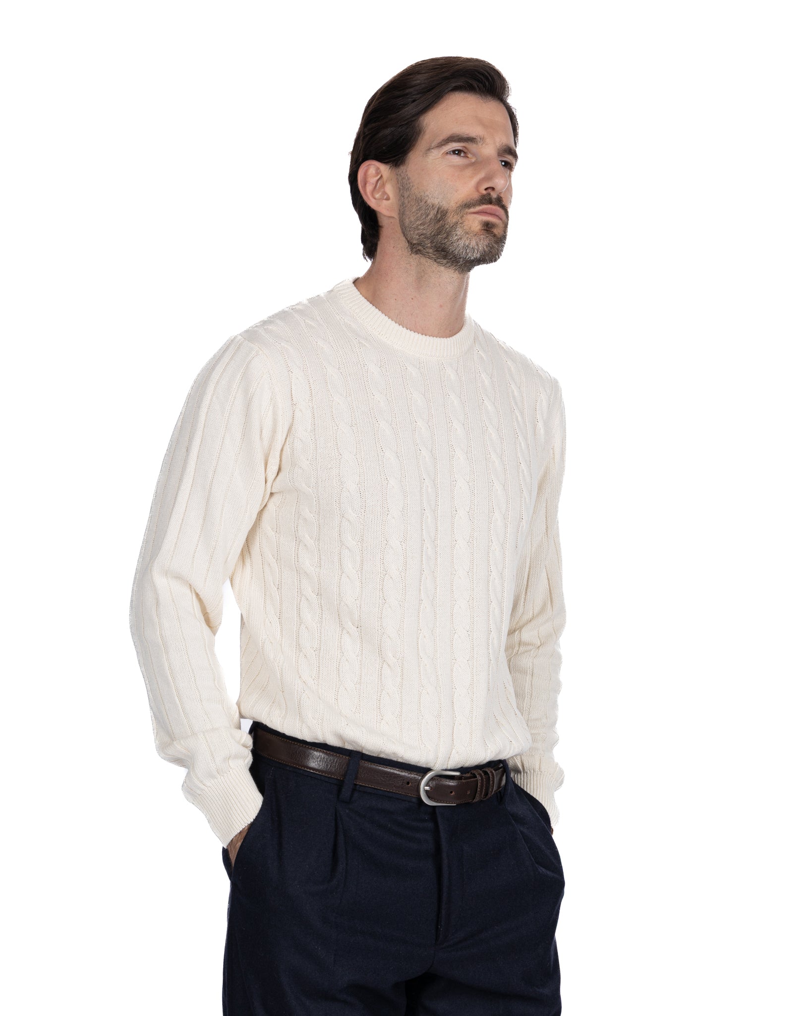 Girocollo Tambora a trecce panna