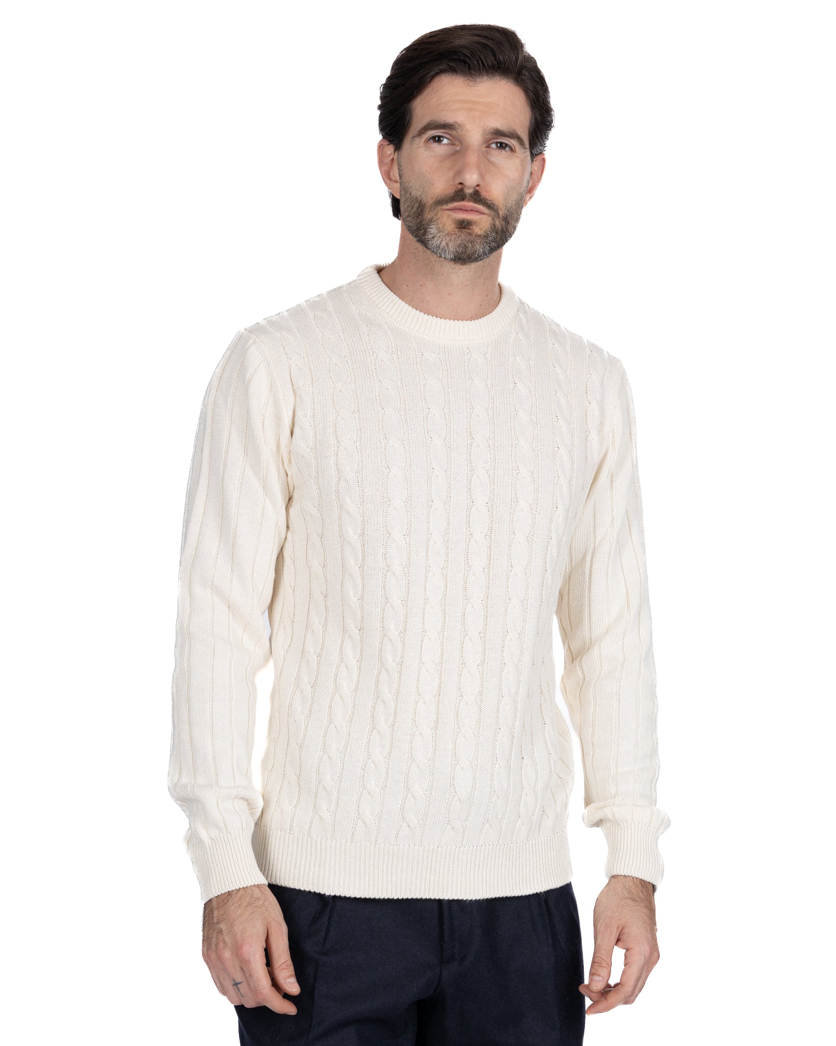 Girocollo Tambora a trecce panna