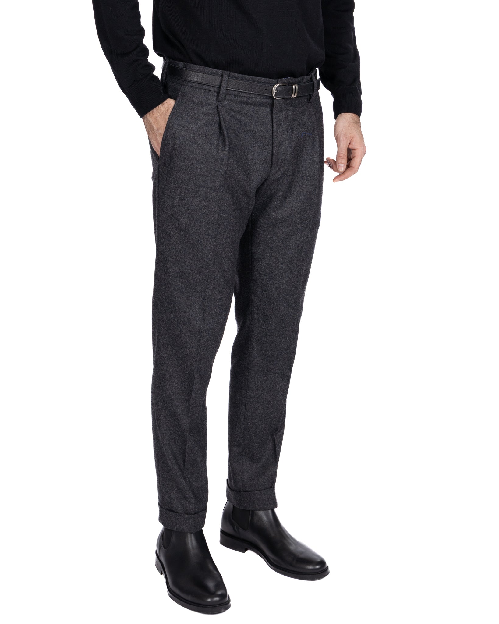 Pantalone con fascia Leica in flanella antracite