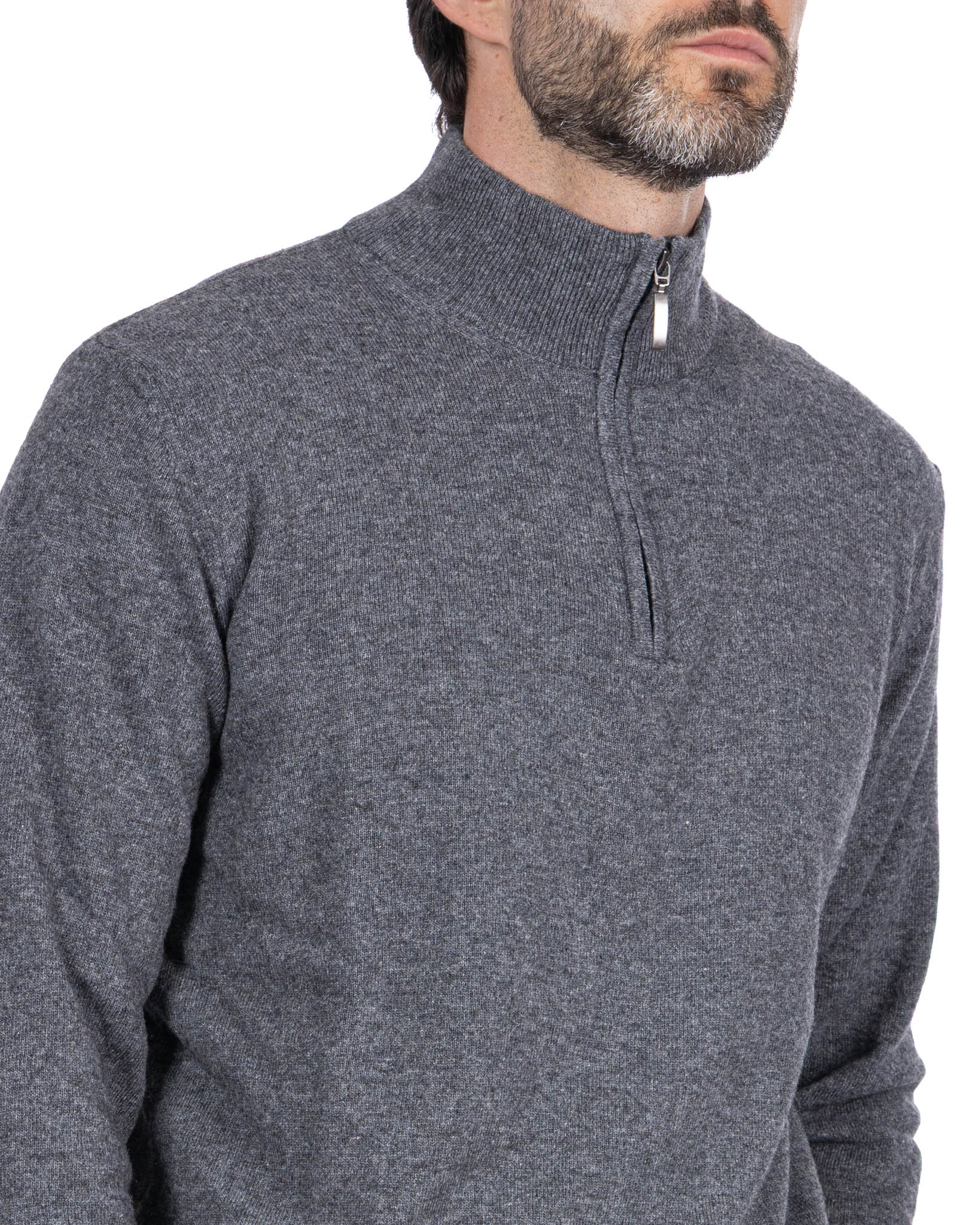Rory - gray cashmere blend zip sweater