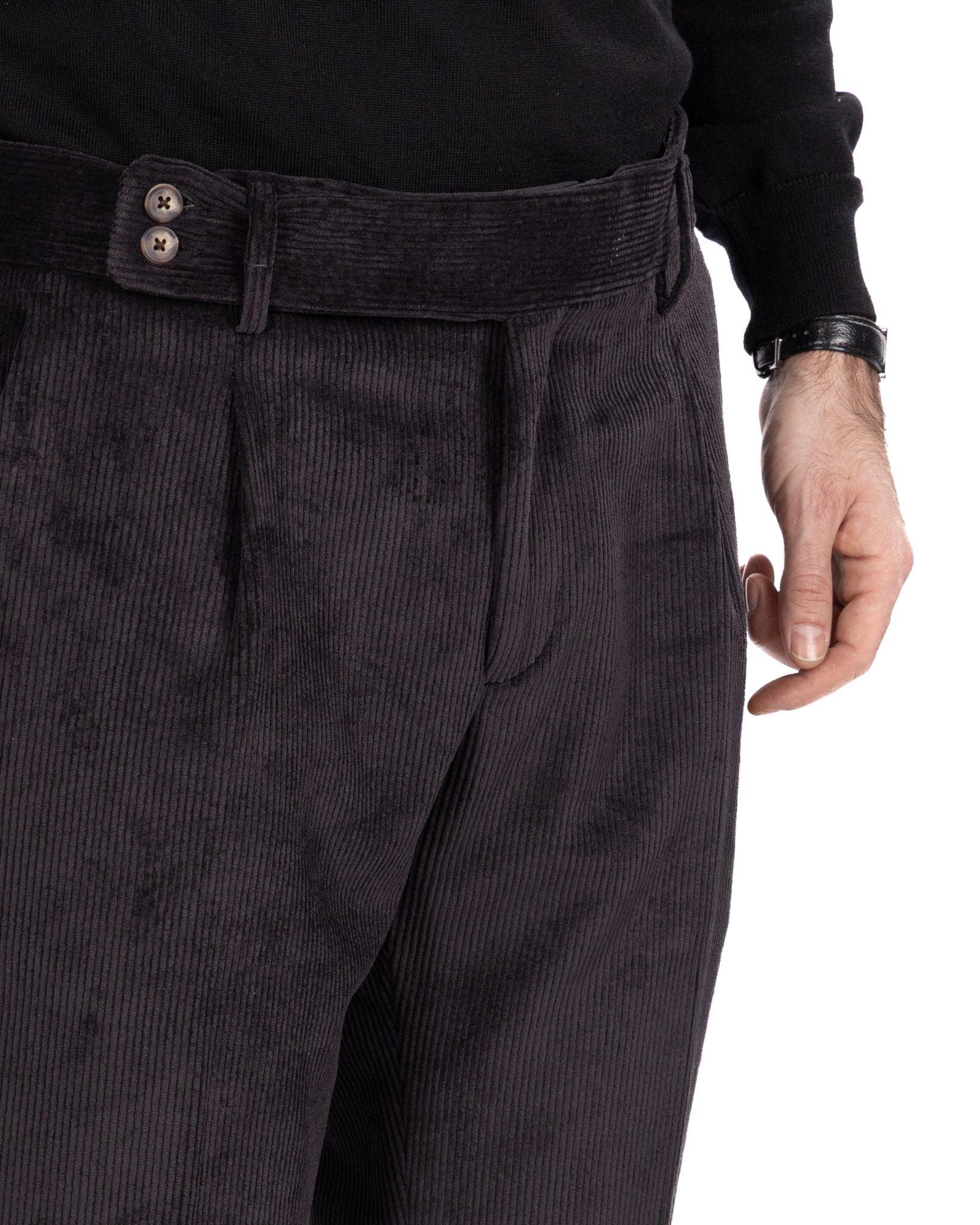 Pantalone James in velluto nero