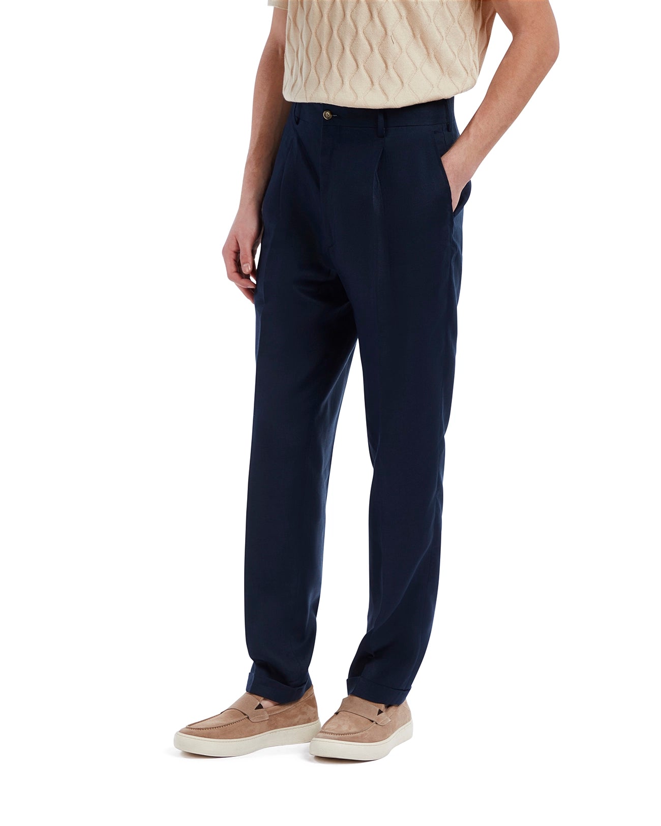 Pantalone Piana in puro lino blu