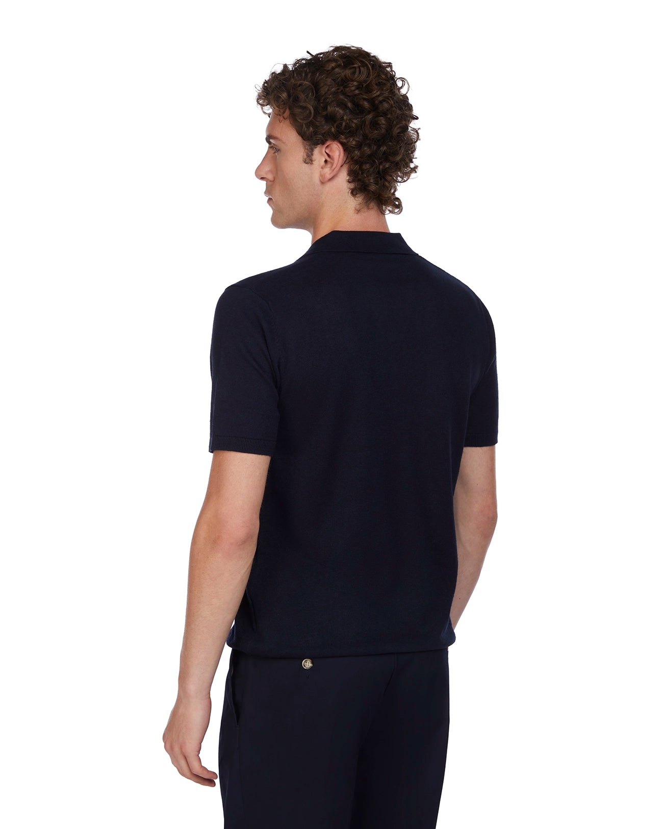 Bandol polo shirt in blue linen and cotton
