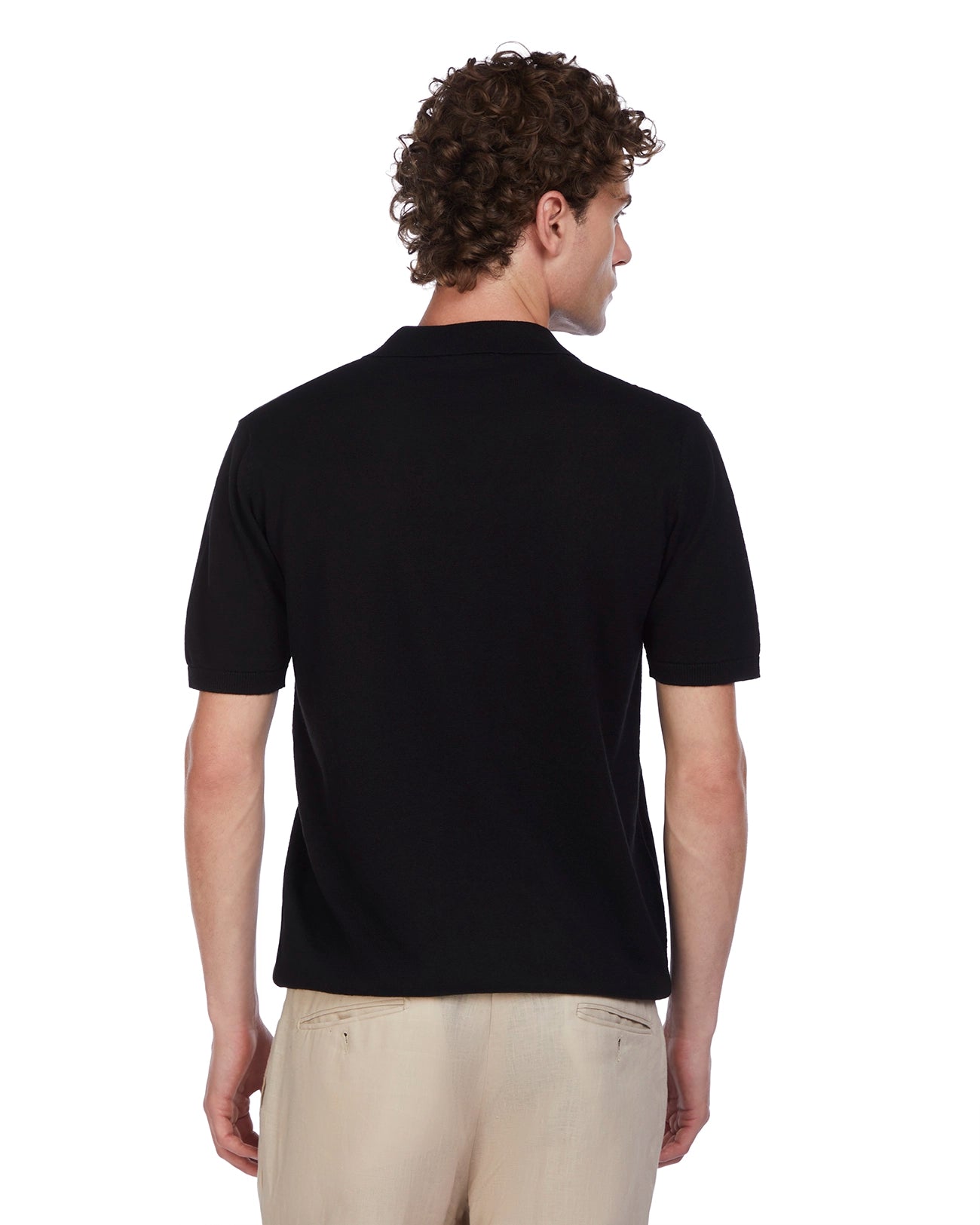 Bandol polo shirt in black linen and cotton