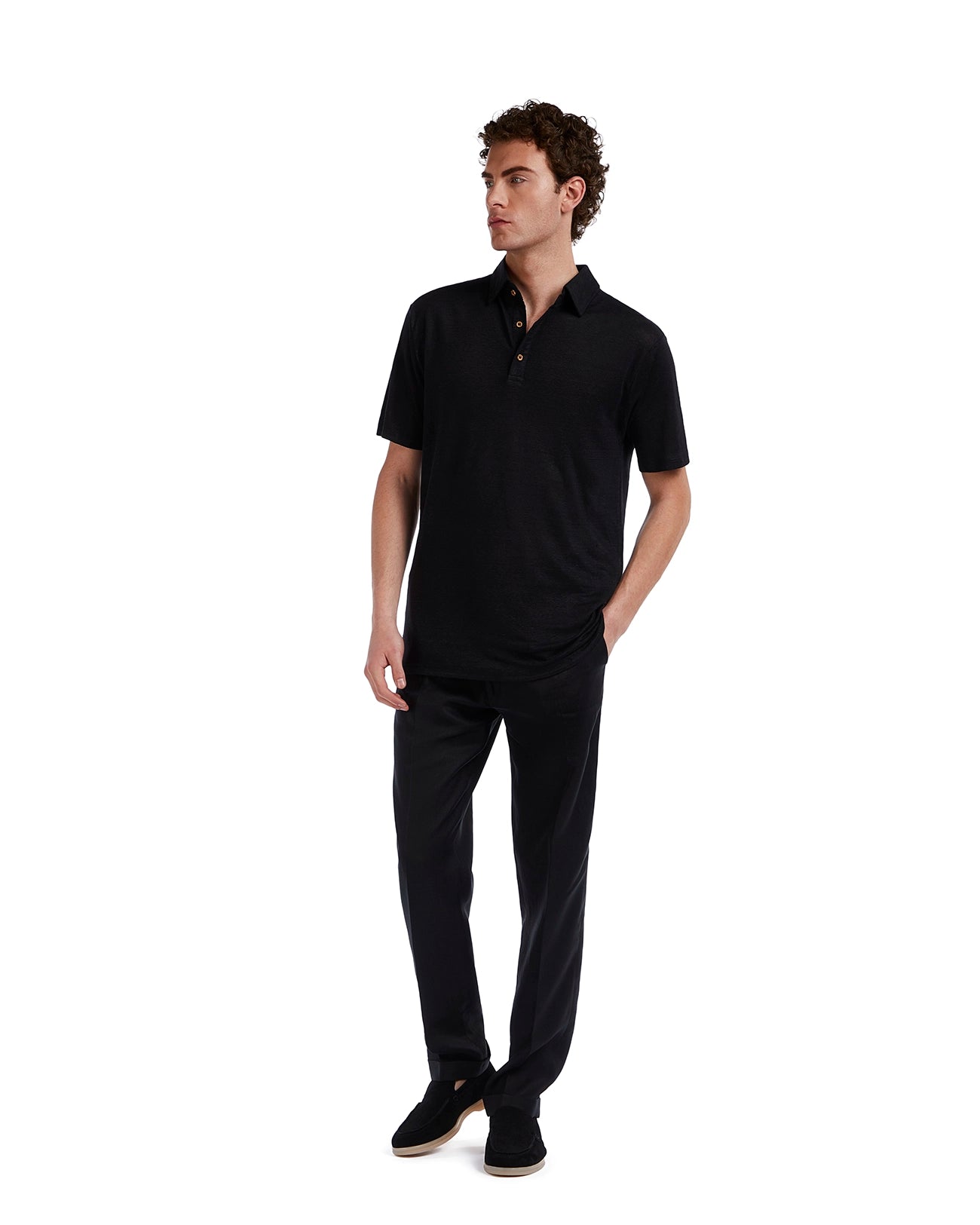 Piana trousers in pure black linen