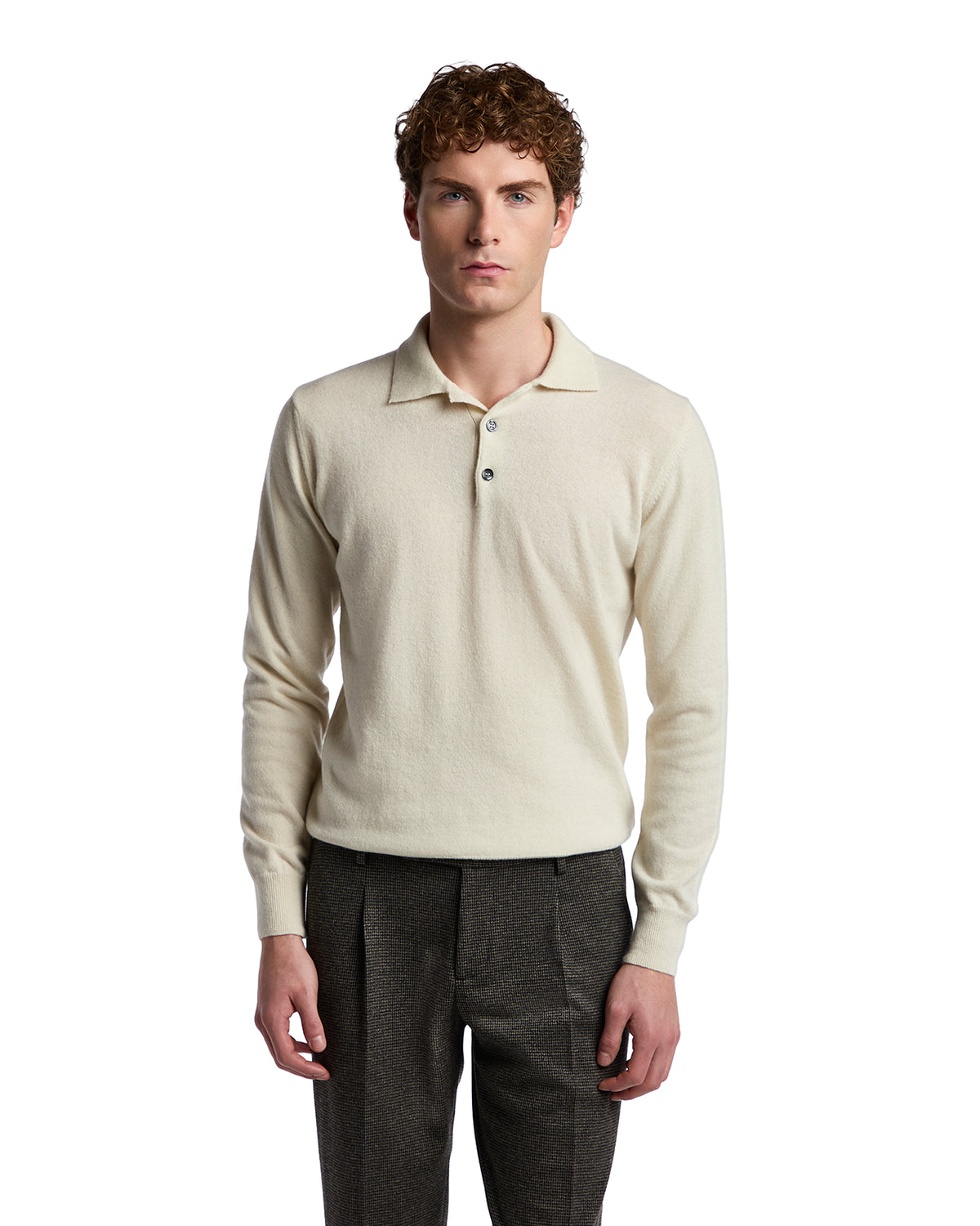 Tiger Polo in cream cashmere blend