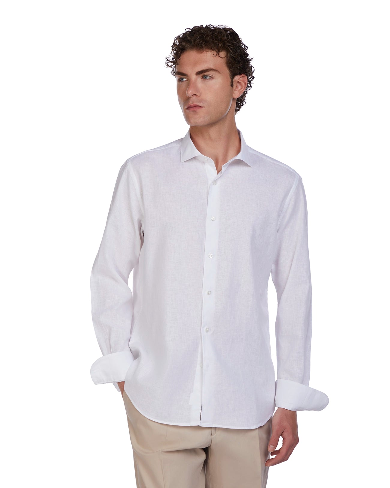 Camisa Rennes de lino y algodón blanca