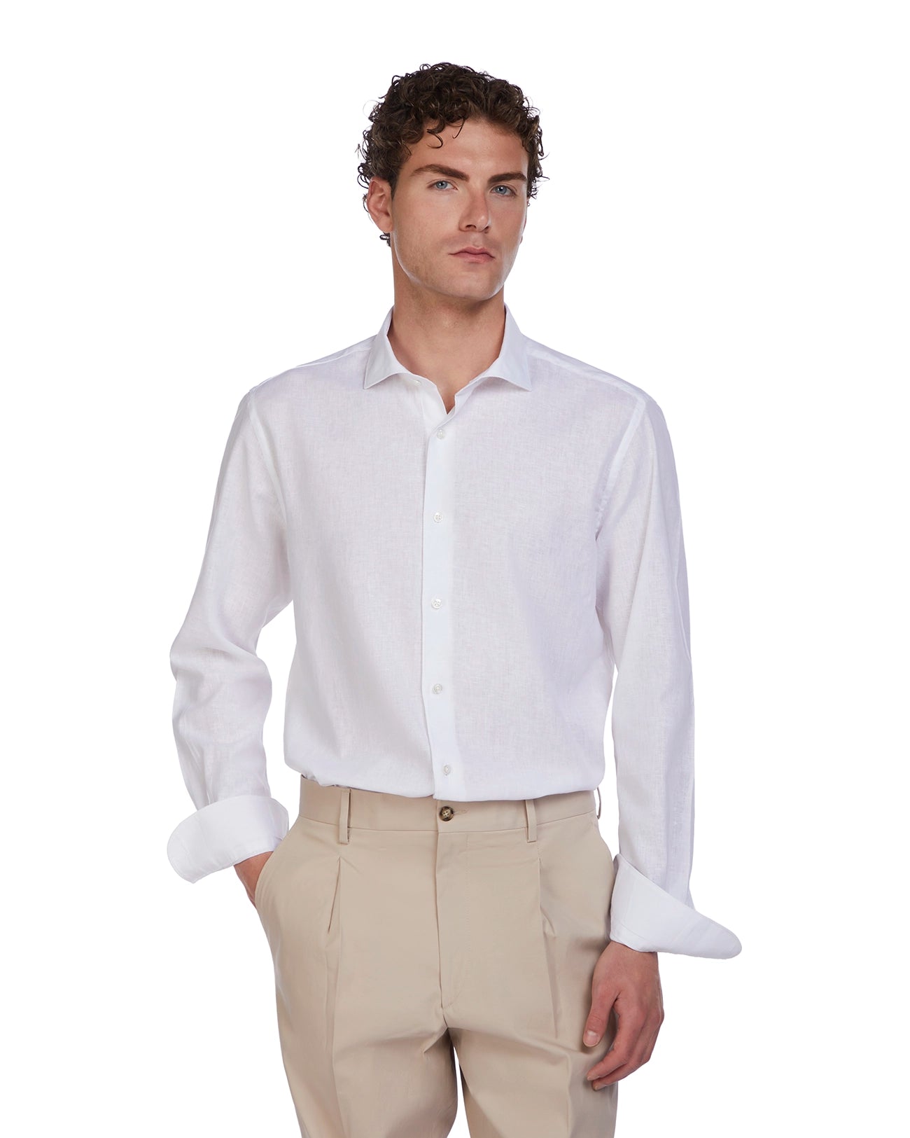 Camisa Rennes de lino y algodón blanca