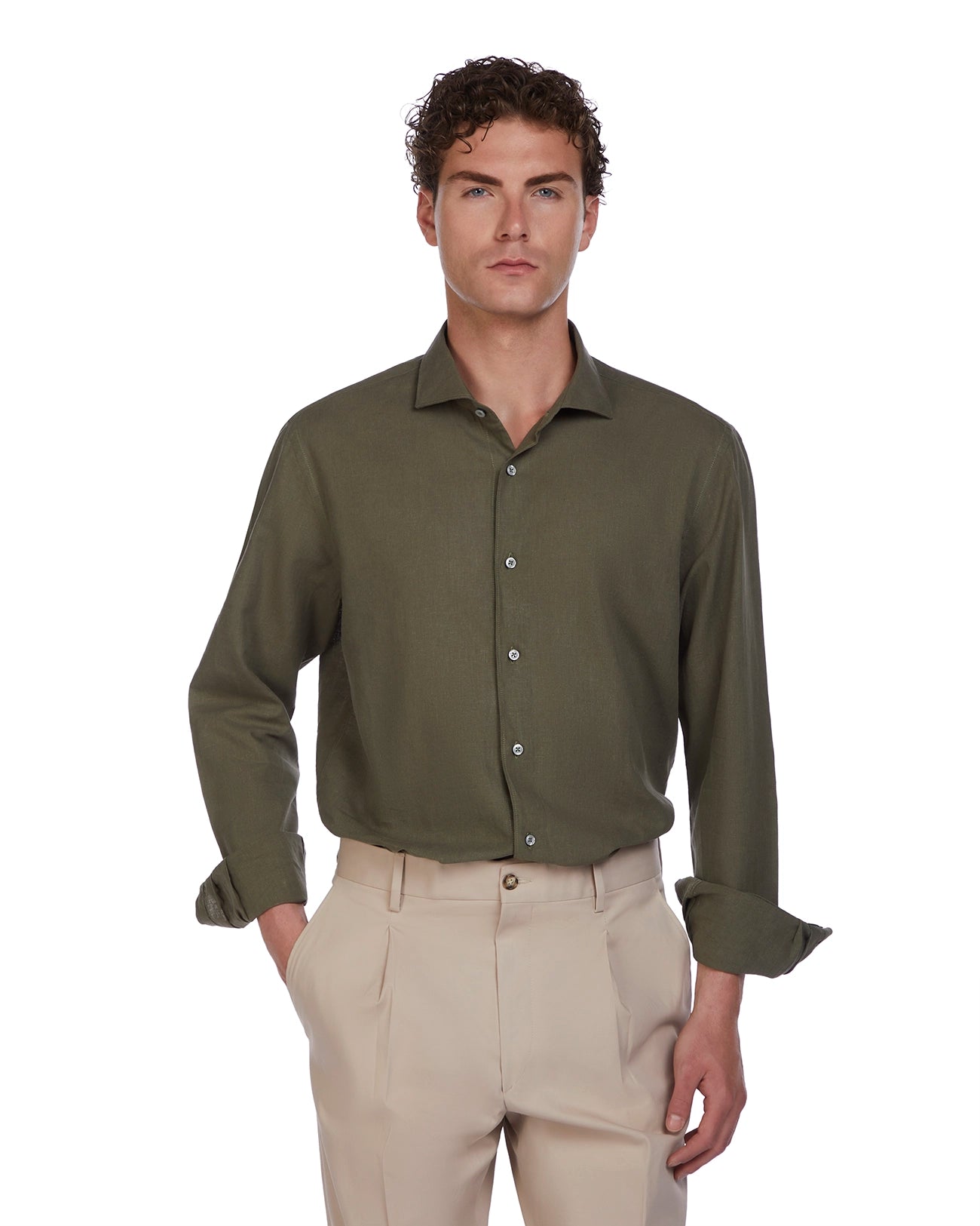 Camisa Rennes de lino y algodón militar