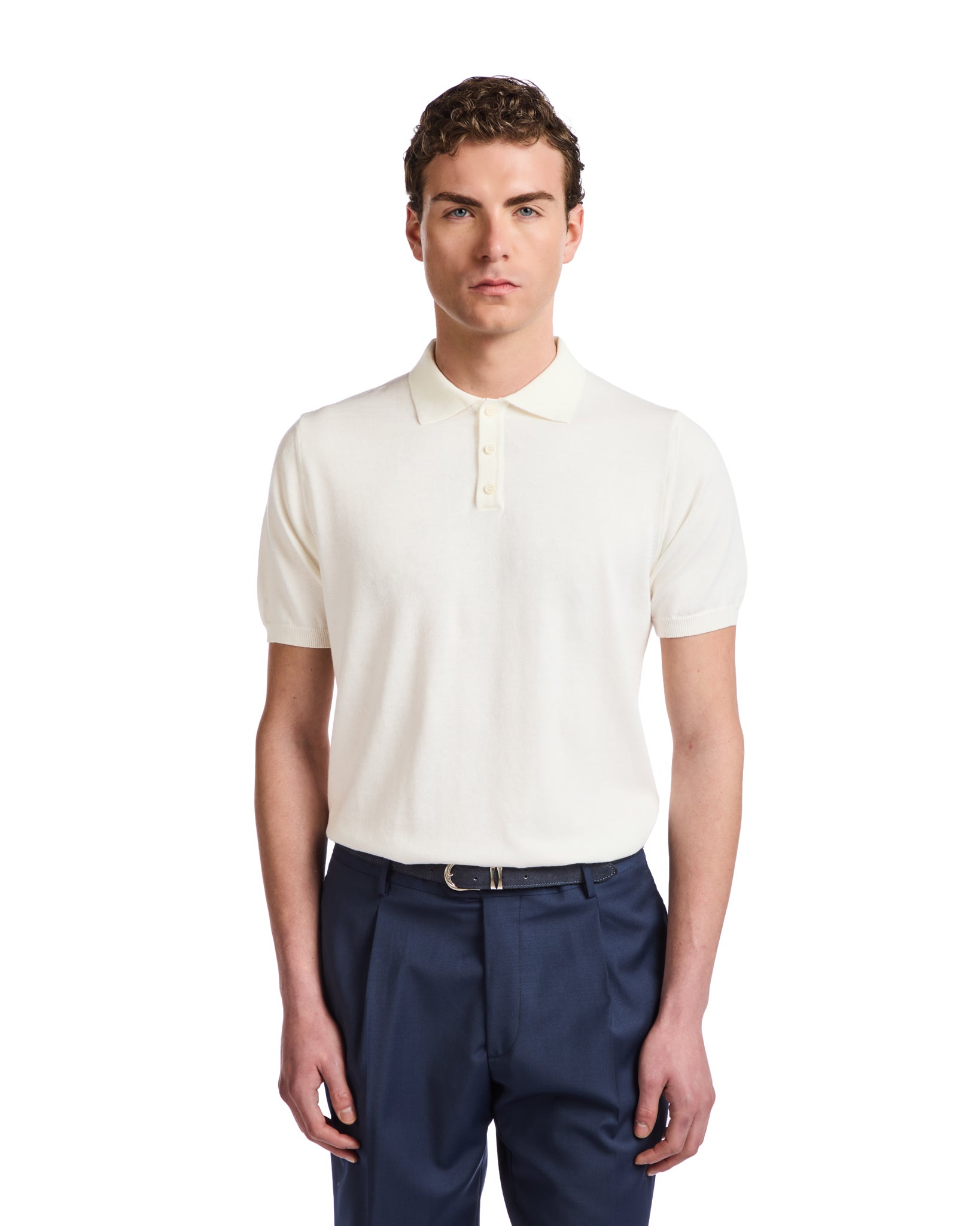 Polo Roger in maglia panna
